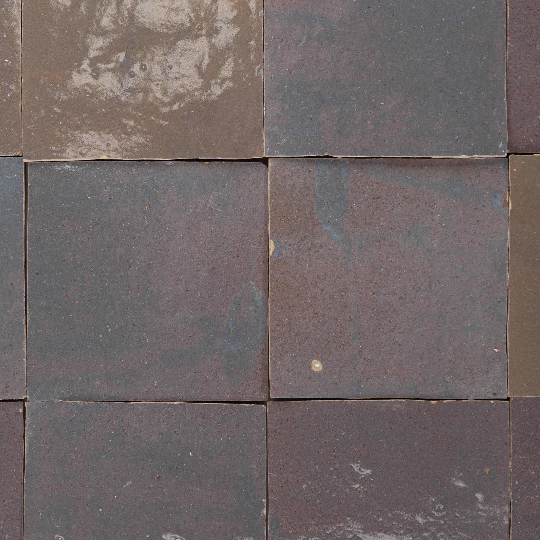 Handmade Moroccan Zellige 4x4 Aubergine Terracotta Tile | Cemento