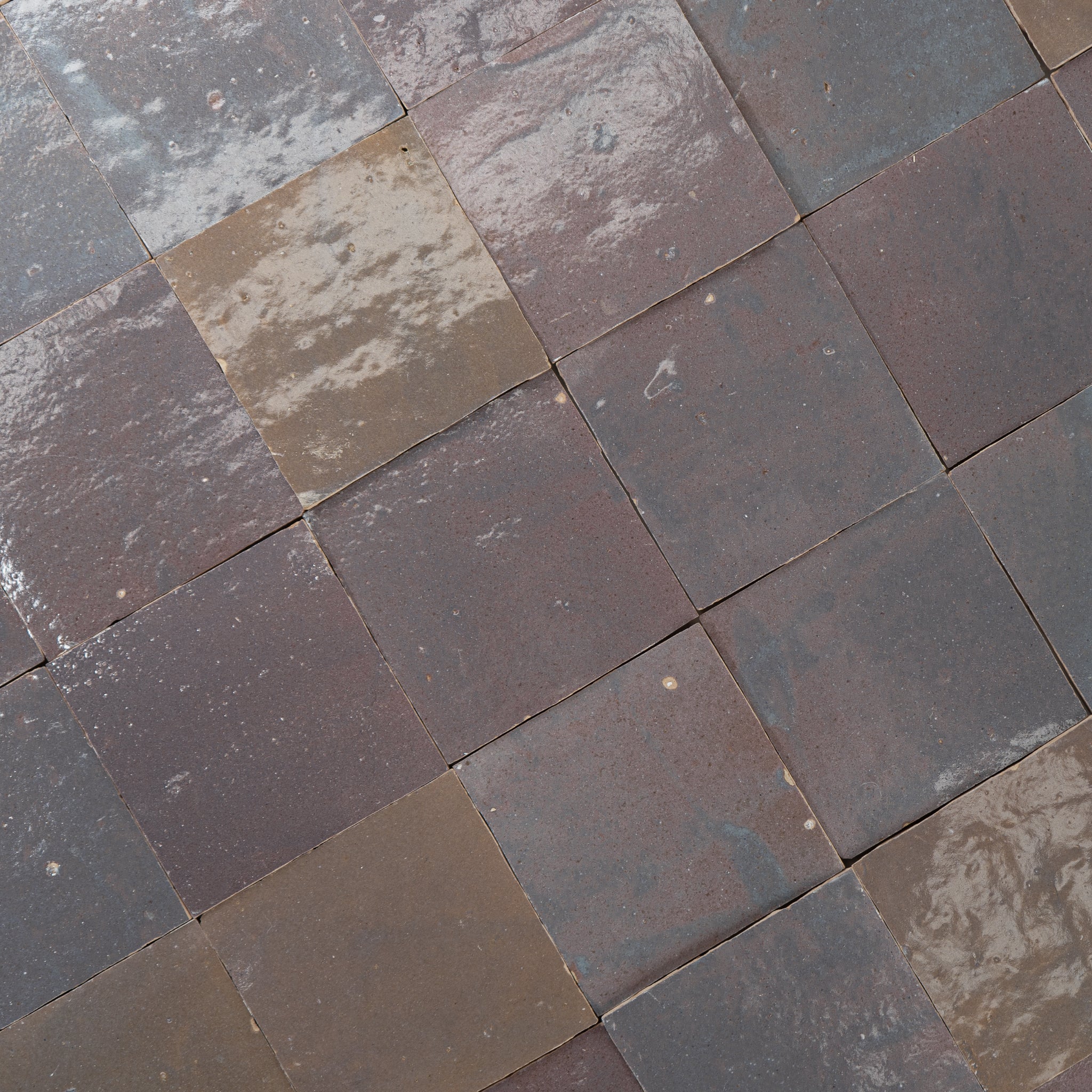 タイル Handmade Moroccan Zellige 4x4 Aubergine Terracotta Tile | Cemento