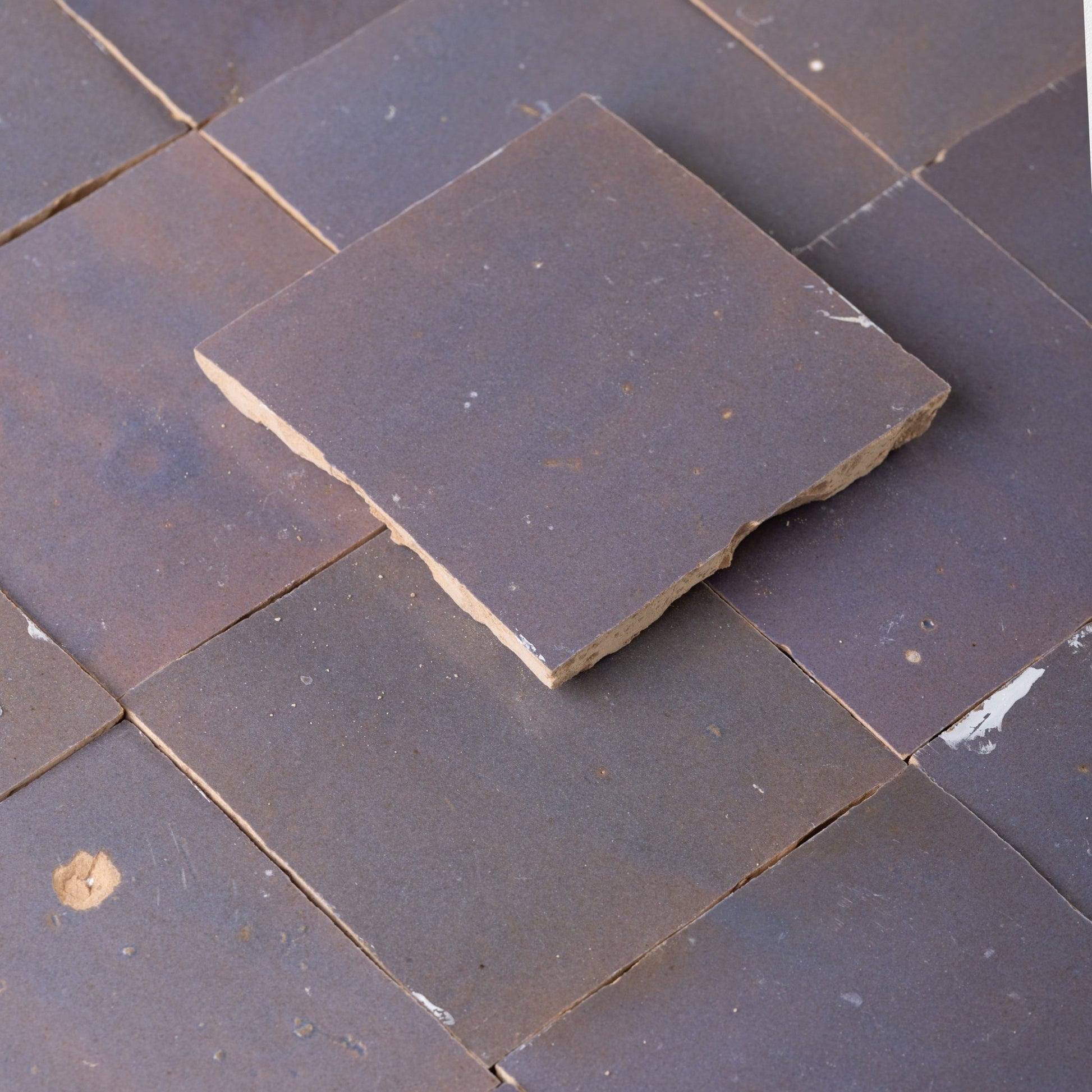 Handmade Moroccan Zellige 4x4 Aubergine Terracotta Tile - Cemento Collection