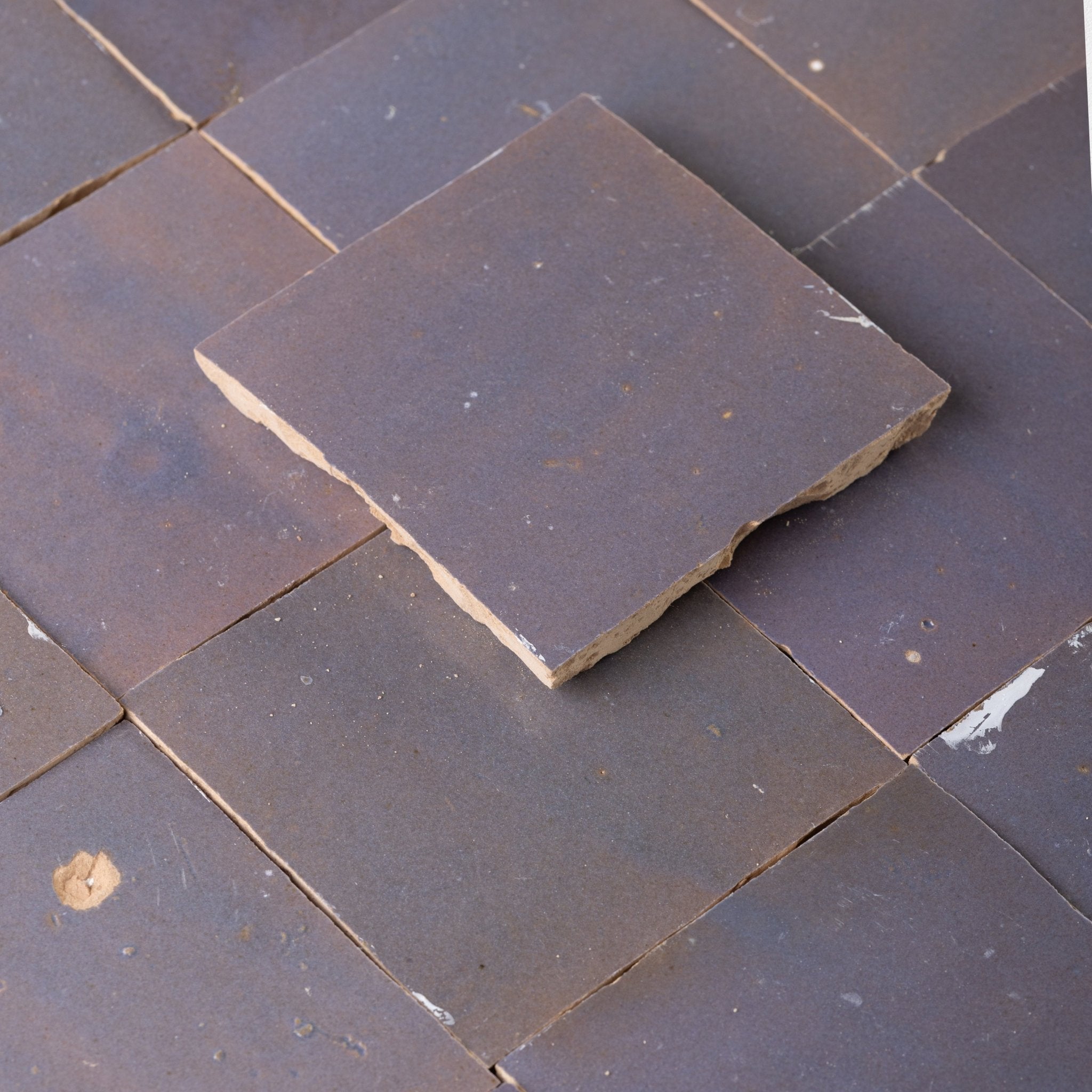 Handmade Moroccan Zellige 4x4 Aubergine Terracotta Tile - Cemento Collection