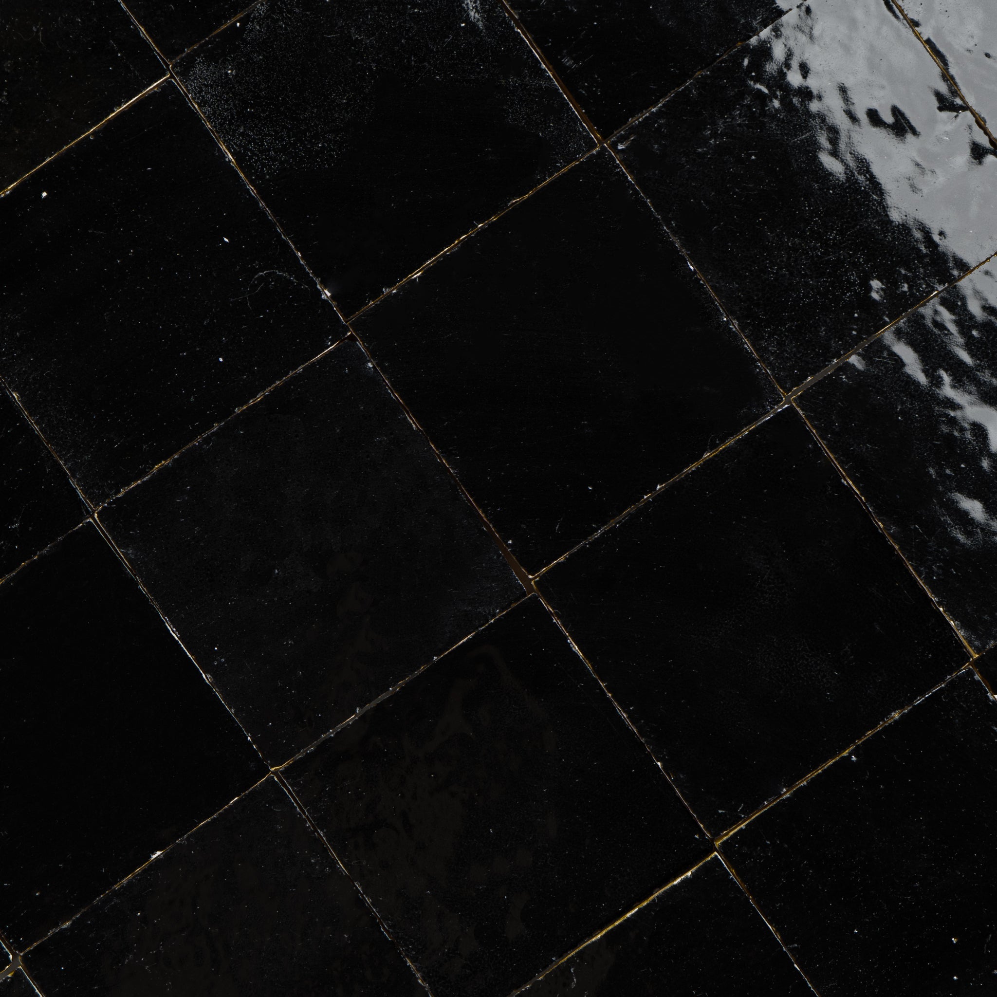 Handmade Moroccan Zellige 4x4 Black Terracotta Tile | Cemento