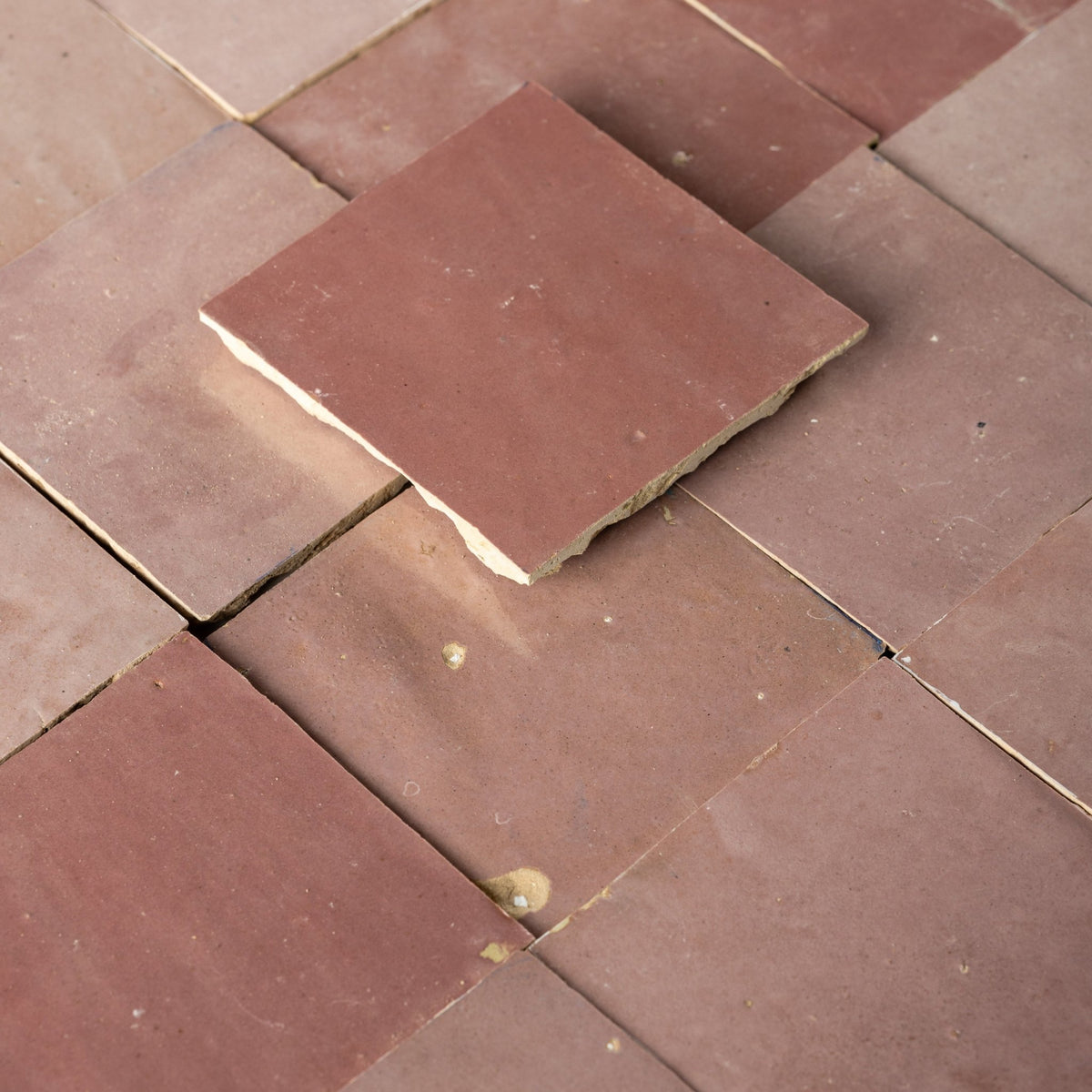 Handmade Moroccan Zellige 4x4 Blush Pink Terracotta Tile - Cemento Collection