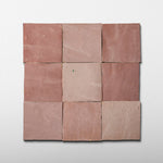 Handmade Moroccan Zellige 4x4 Blush Pink Terracotta Tile - Cemento Collection