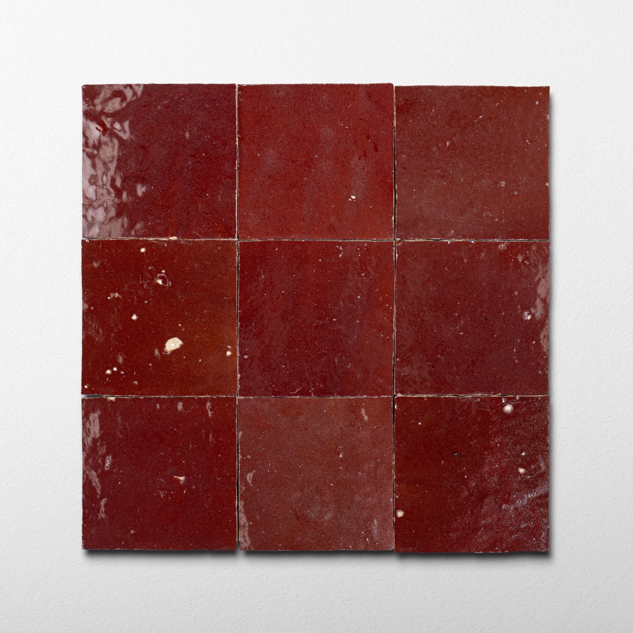 Handmade Moroccan Zellige 4x4 Cabernet Red Terracotta Tile - Cemento Collection