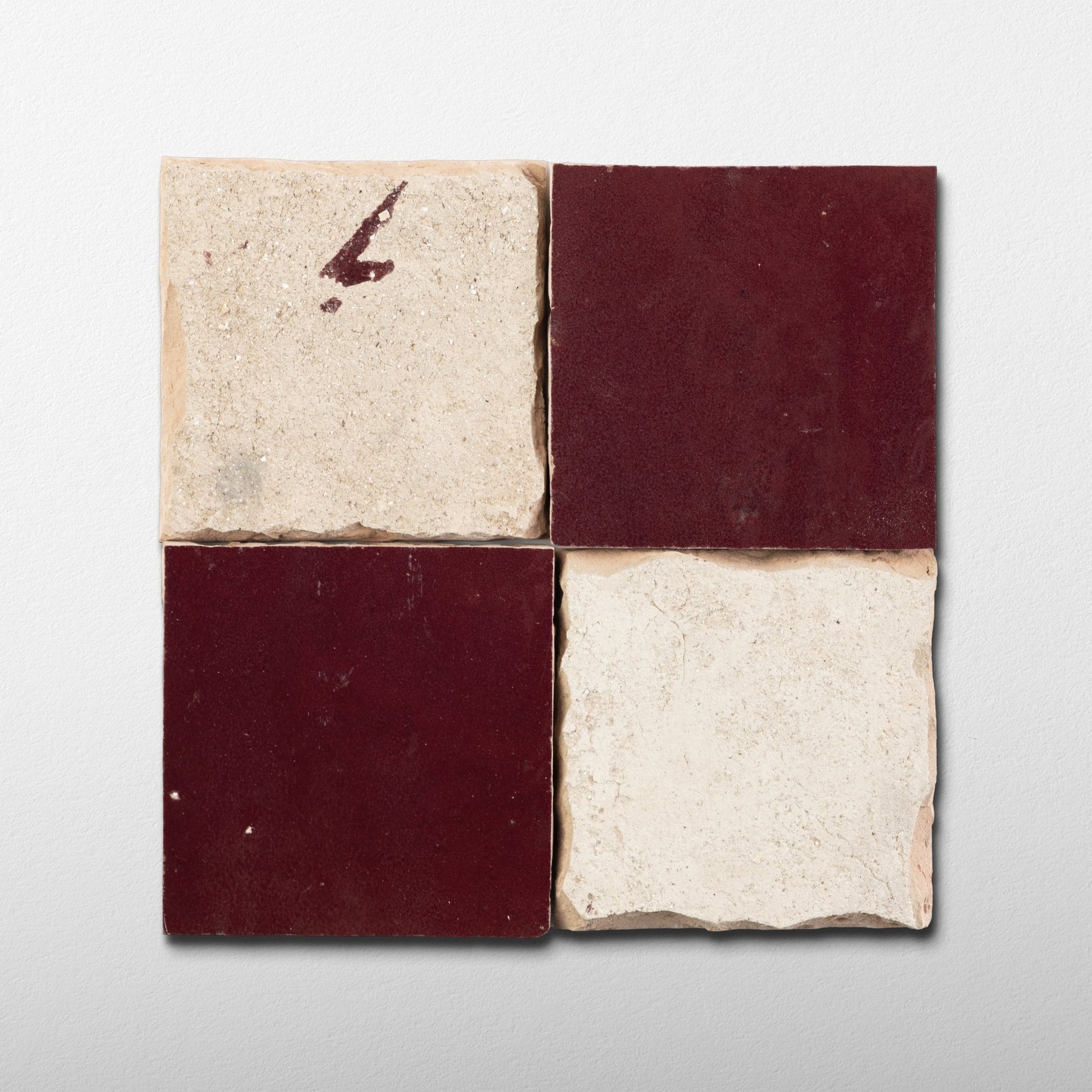 Handmade Moroccan Zellige 4x4 Cabernet Red Terracotta Tile - Cemento Collection
