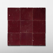 Handmade Moroccan Zellige 4x4 Cabernet Red Terracotta Tile - Cemento Collection
