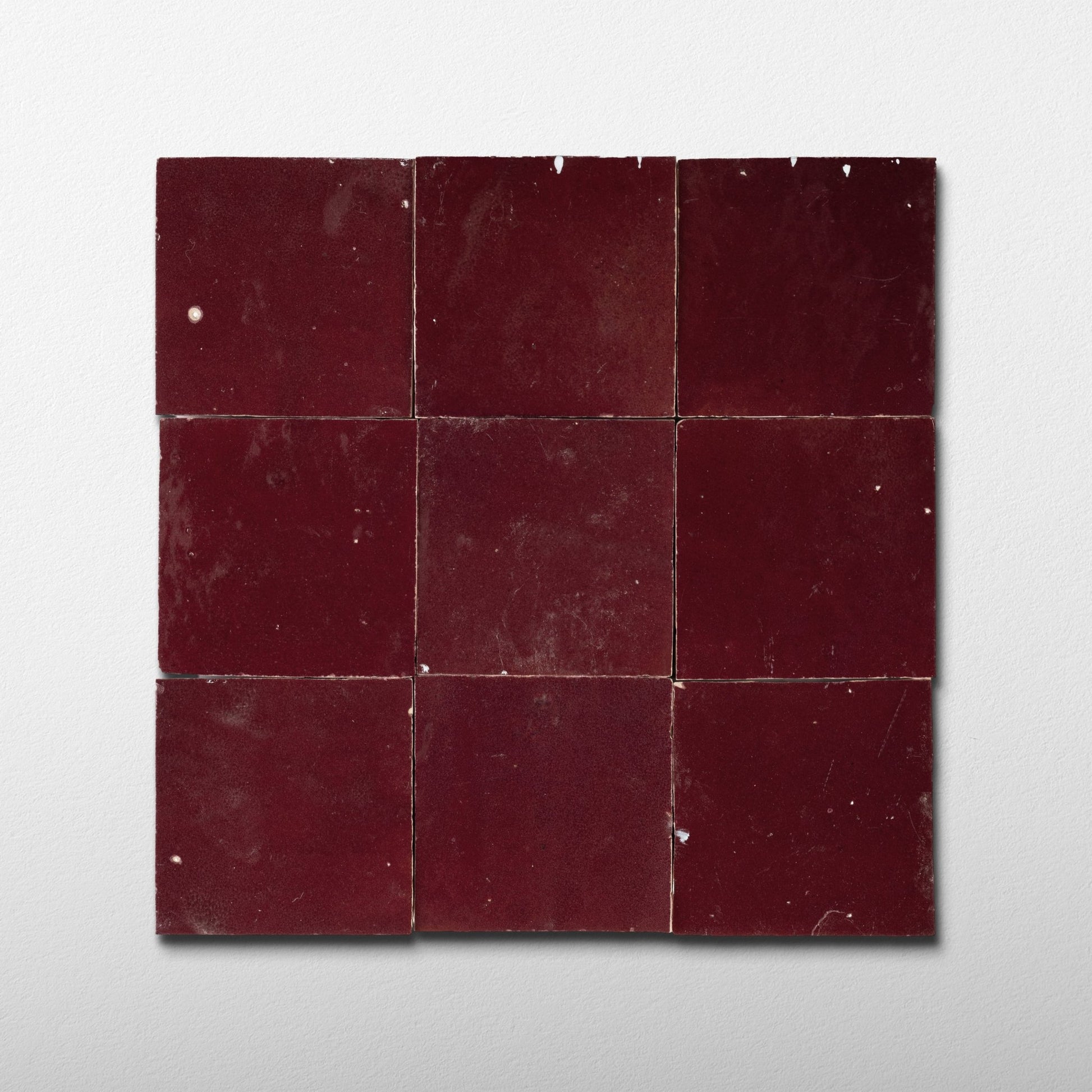 Handmade Moroccan Zellige 4x4 Cabernet Red Terracotta Tile - Cemento Collection