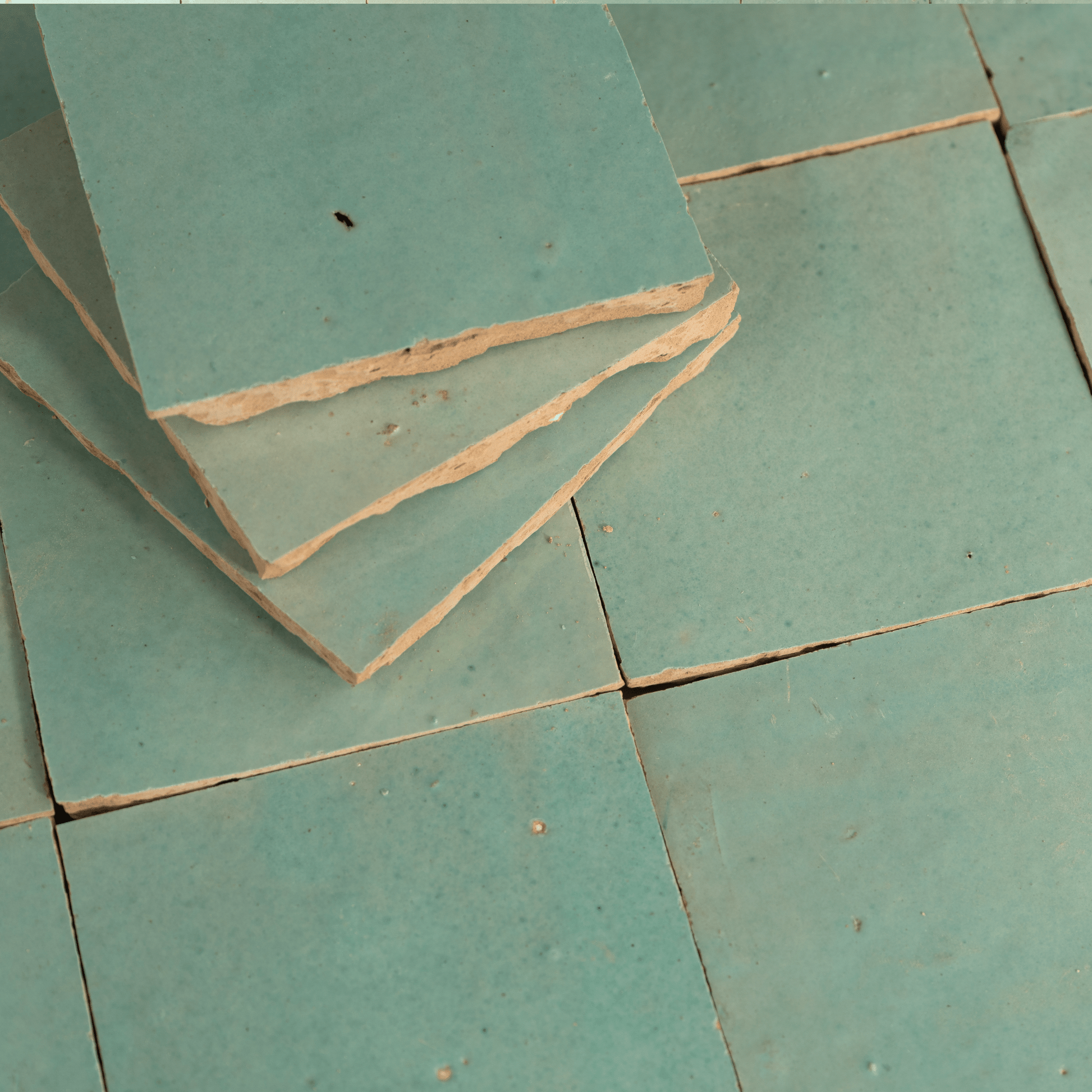 Handmade Moroccan Zellige 4x4 Caribbean Green Terracotta Tile - Cemento Collection