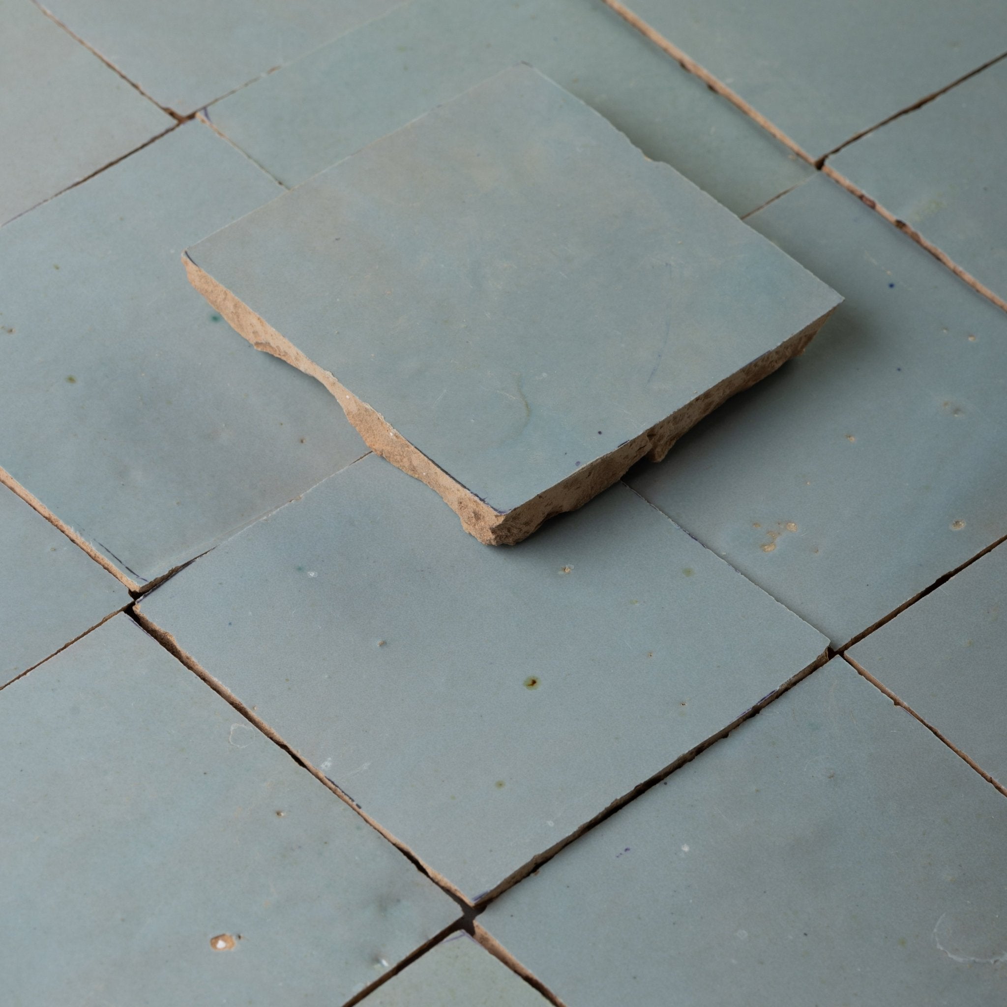 Handmade Moroccan Zellige 4x4 Celery Green Terra cotta Tile - Cemento Collection