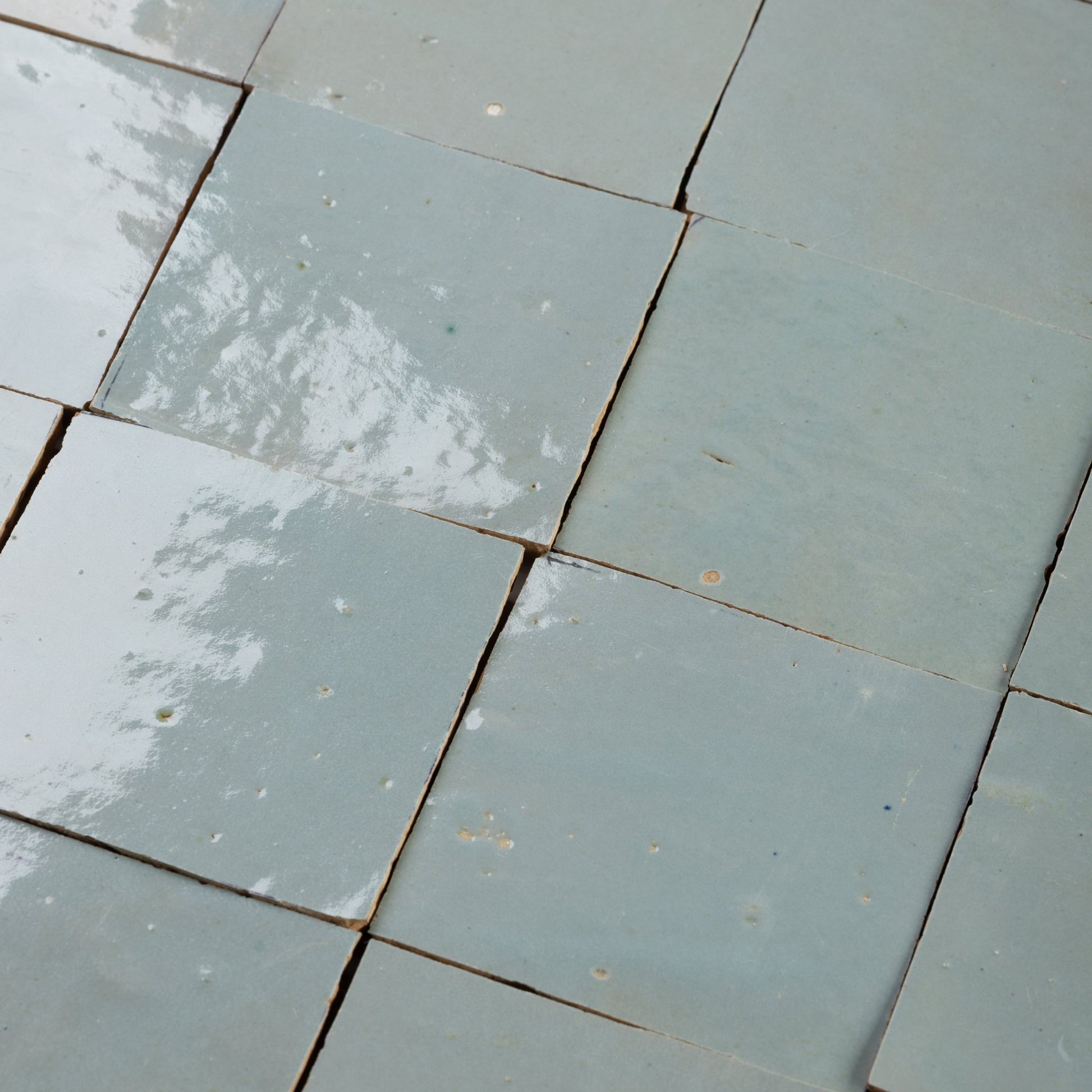 Handmade Moroccan Zellige 4x4 Celery Green Terra cotta Tile - Cemento Collection