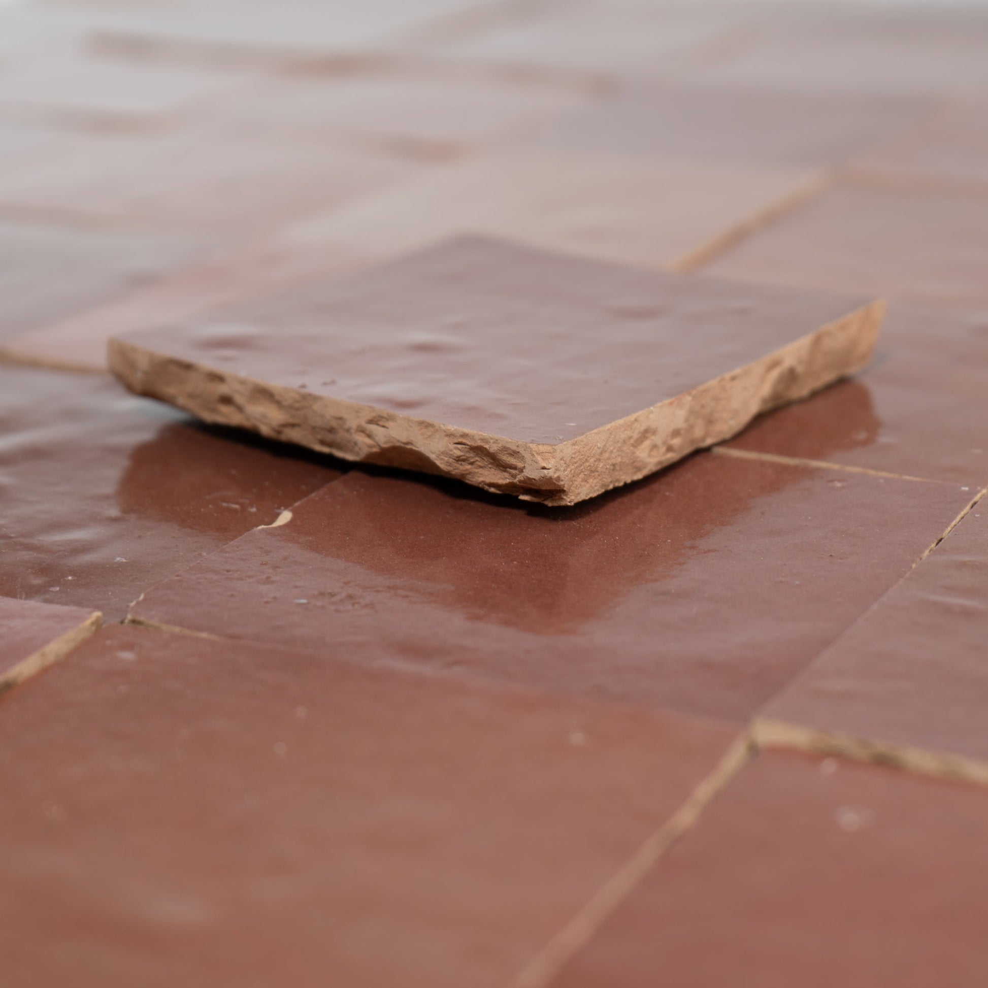 Handmade Moroccan Zellige 4x4 Chestnut Red Terracotta Tile - Cemento Collection