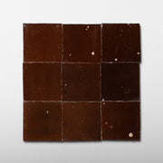 Handmade Moroccan Zellige 4x4 Chocolate Brown Terracotta Tile - Cemento Collection