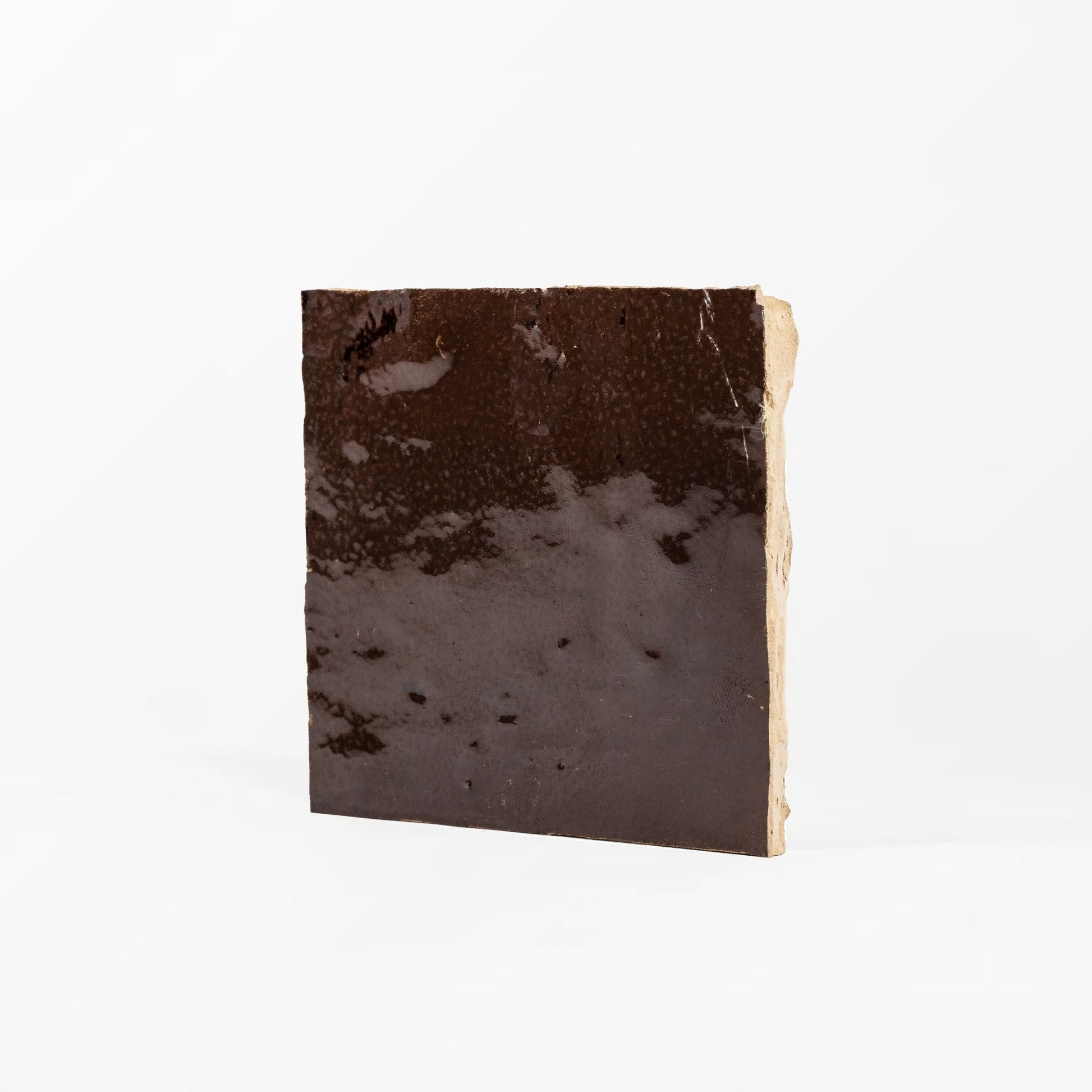 Handmade Moroccan Zellige 4x4 Chocolate Brown Terracotta Tile - Cemento Collection