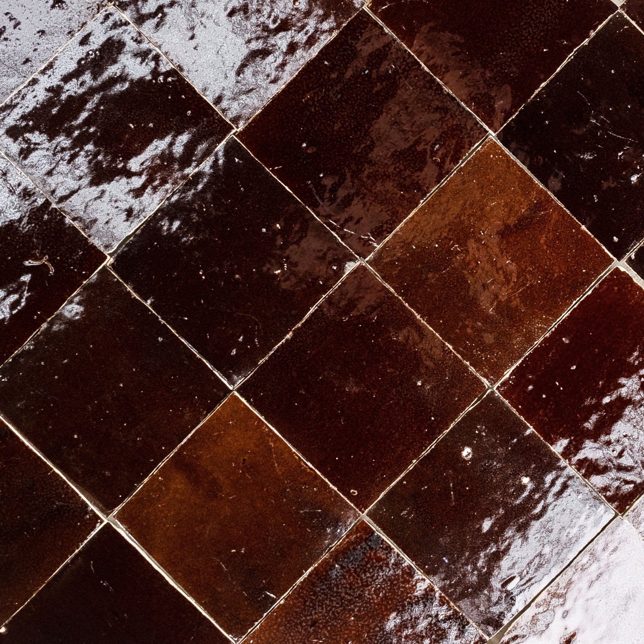 Handmade Moroccan Zellige 4x4 Chocolate Brown Terracotta Tile - Cemento Collection