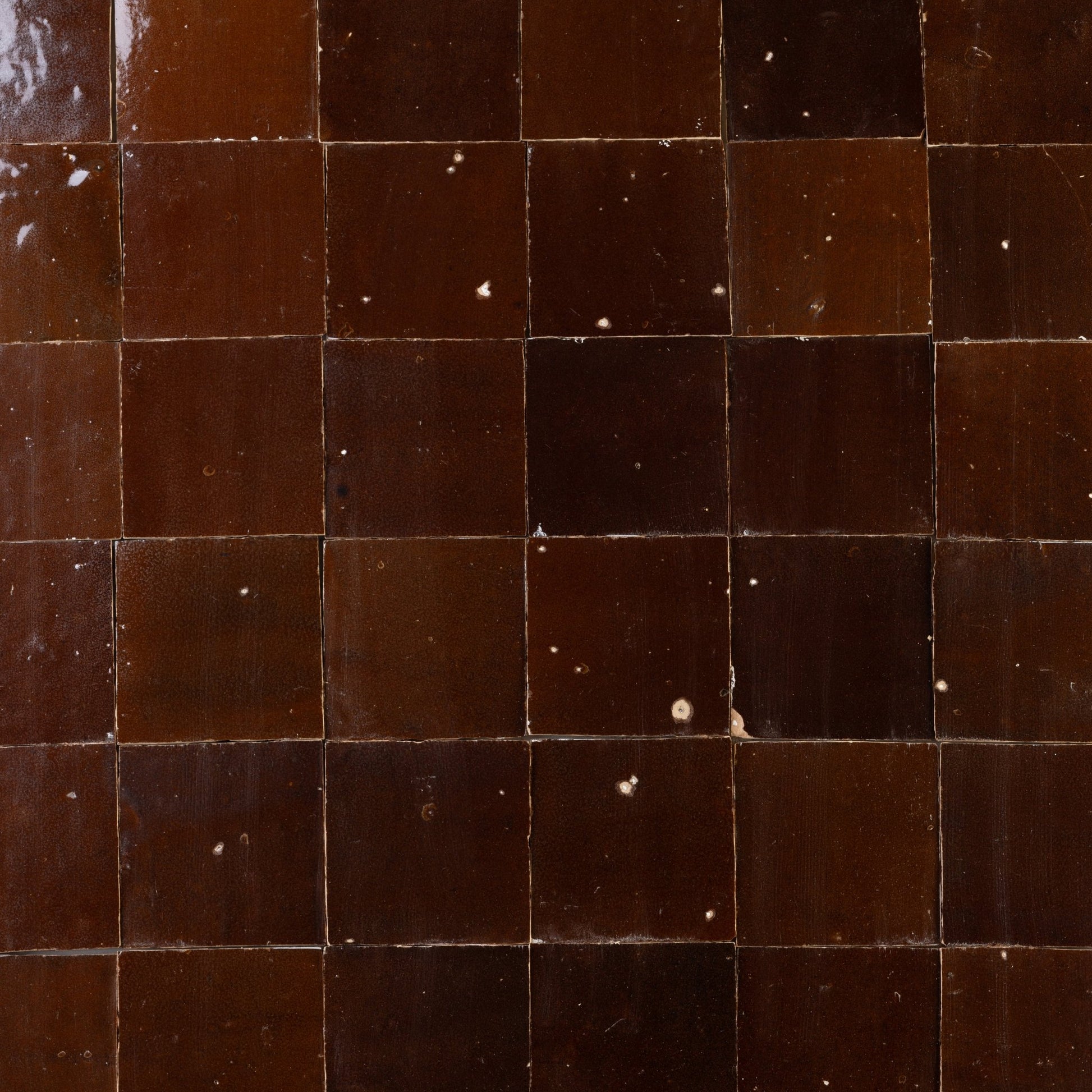 Handmade Moroccan Zellige 4x4 Chocolate Brown Terracotta Tile - Cemento Collection