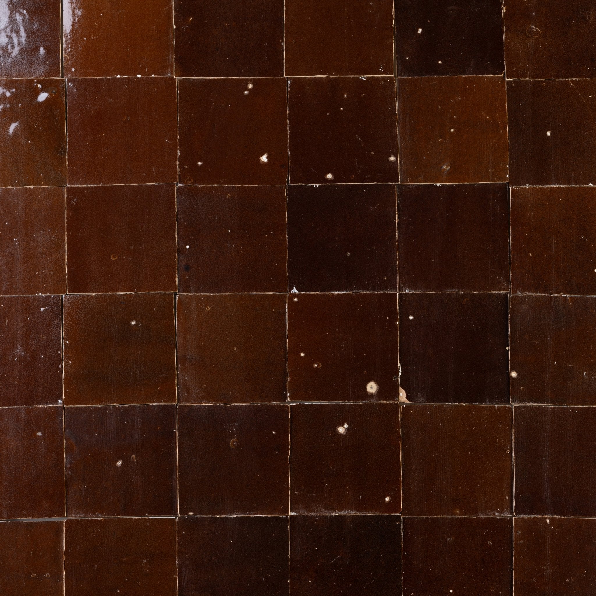 Handmade Moroccan Zellige 4x4 Chocolate Brown Terracotta Tile - Cemento Collection