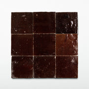 Handmade Moroccan Zellige 4x4 Chocolate Brown Terracotta Tile - Cemento Collection