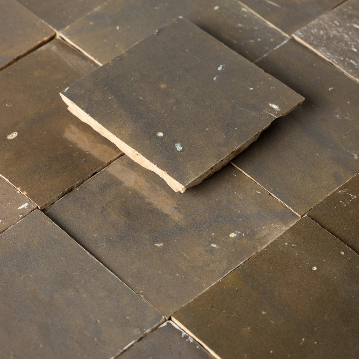 Handmade Moroccan Zellige 4x4 Cinder Grey Terracotta Tile - Cemento Collection