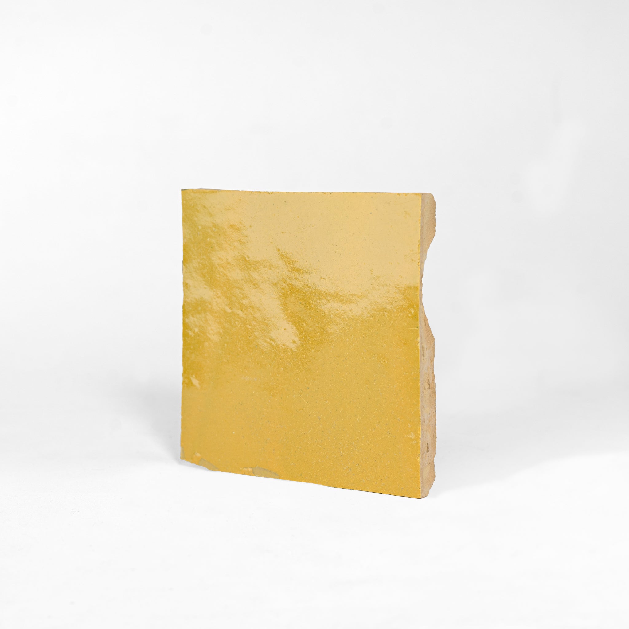 Handmade Moroccan Zellige 4x4 Citron Yellow Terracotta Tile