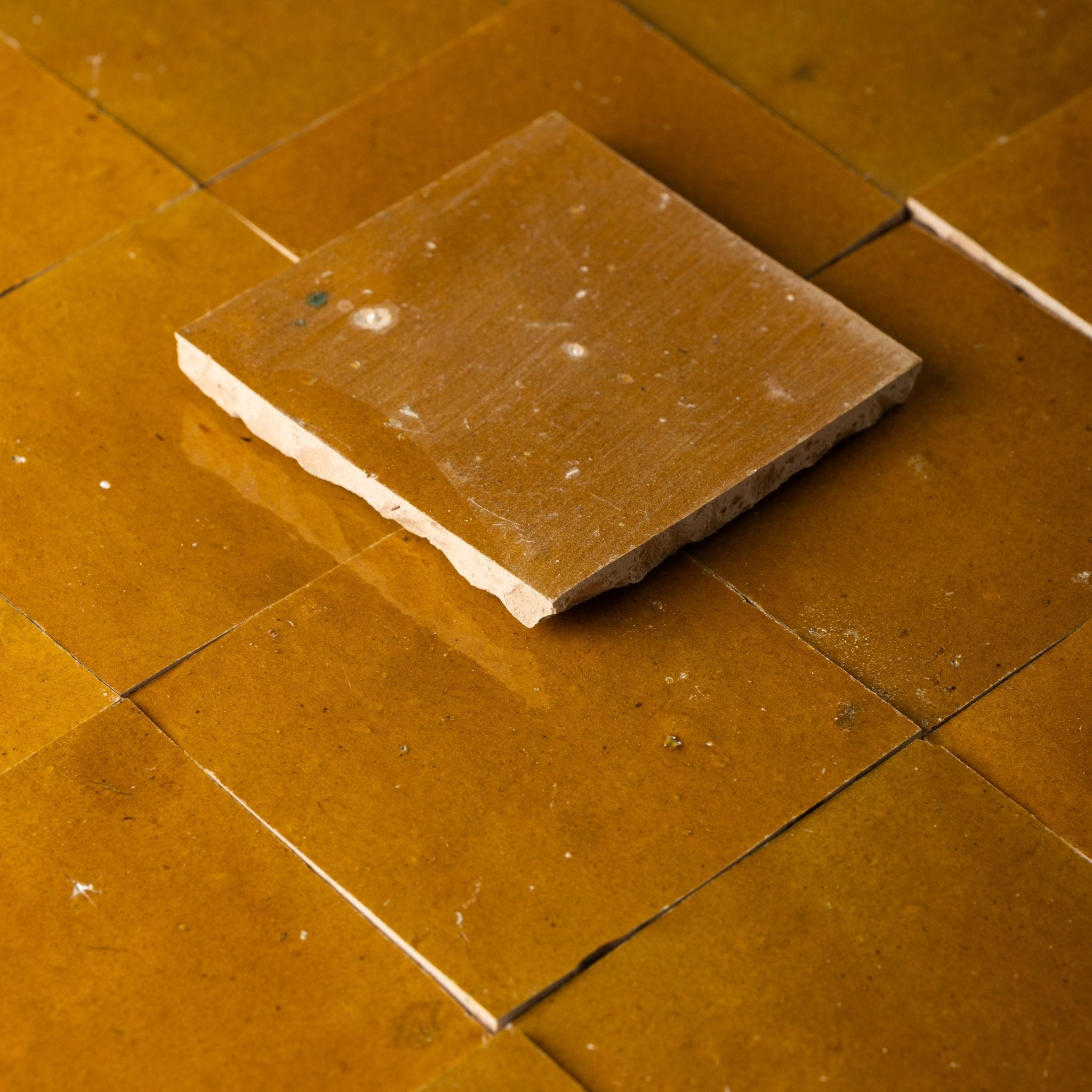 Handmade Moroccan Zellige 4x4 Cognac Brown Terracotta Tile - Cemento Collection
