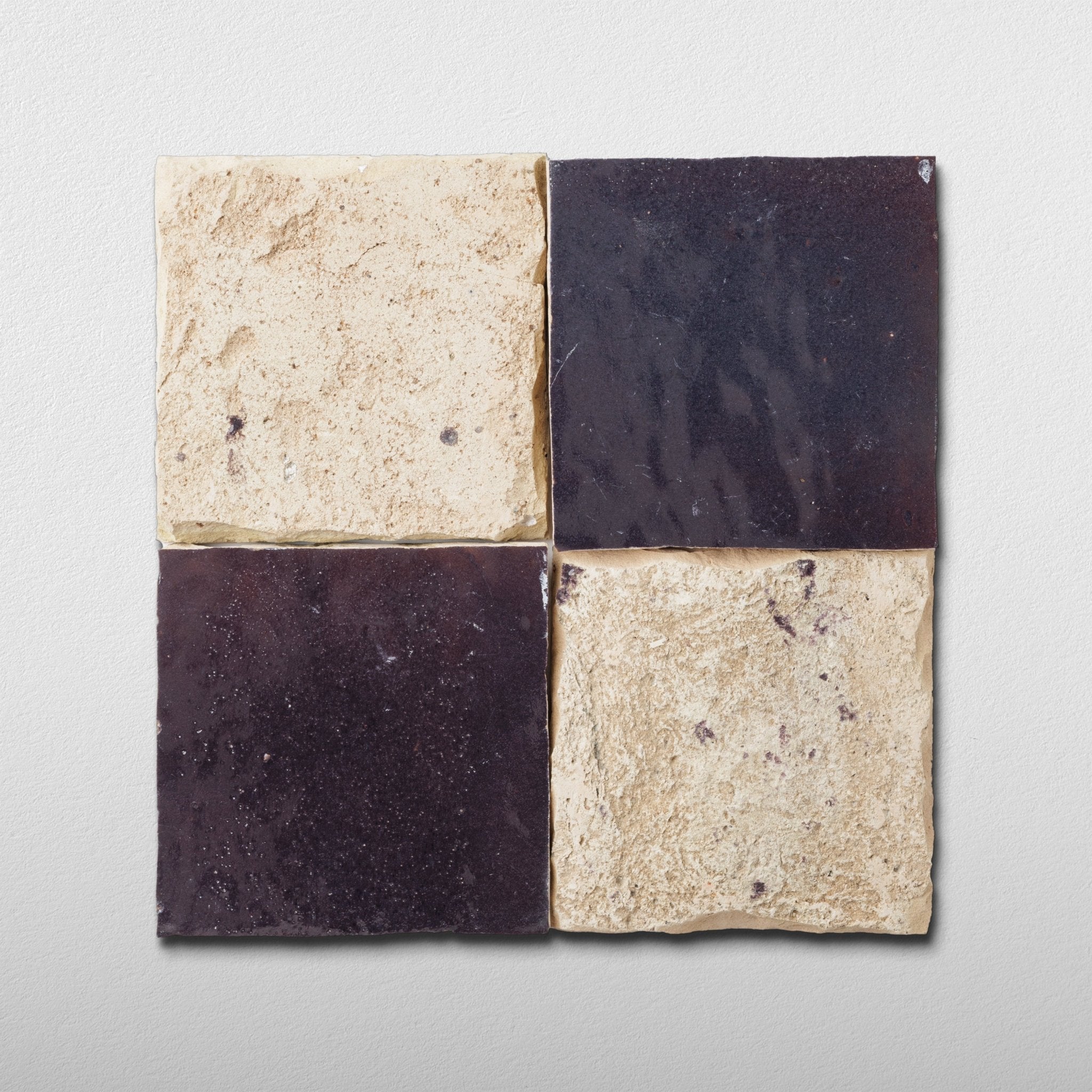 Handmade Moroccan Zellige 4x4 Eggplant Purple Terracotta Tile - Cemento Collection