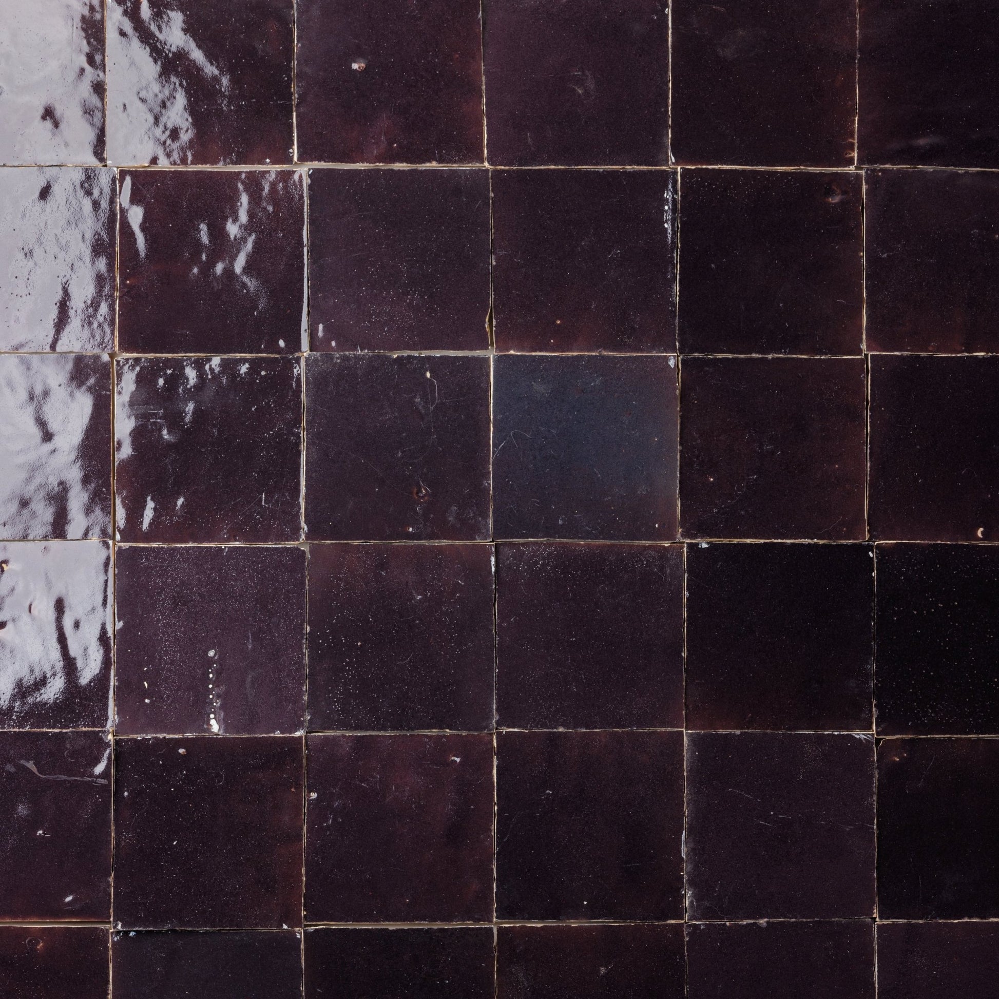 Handmade Moroccan Zellige 4x4 Eggplant Purple Terracotta Tile - Cemento Collection