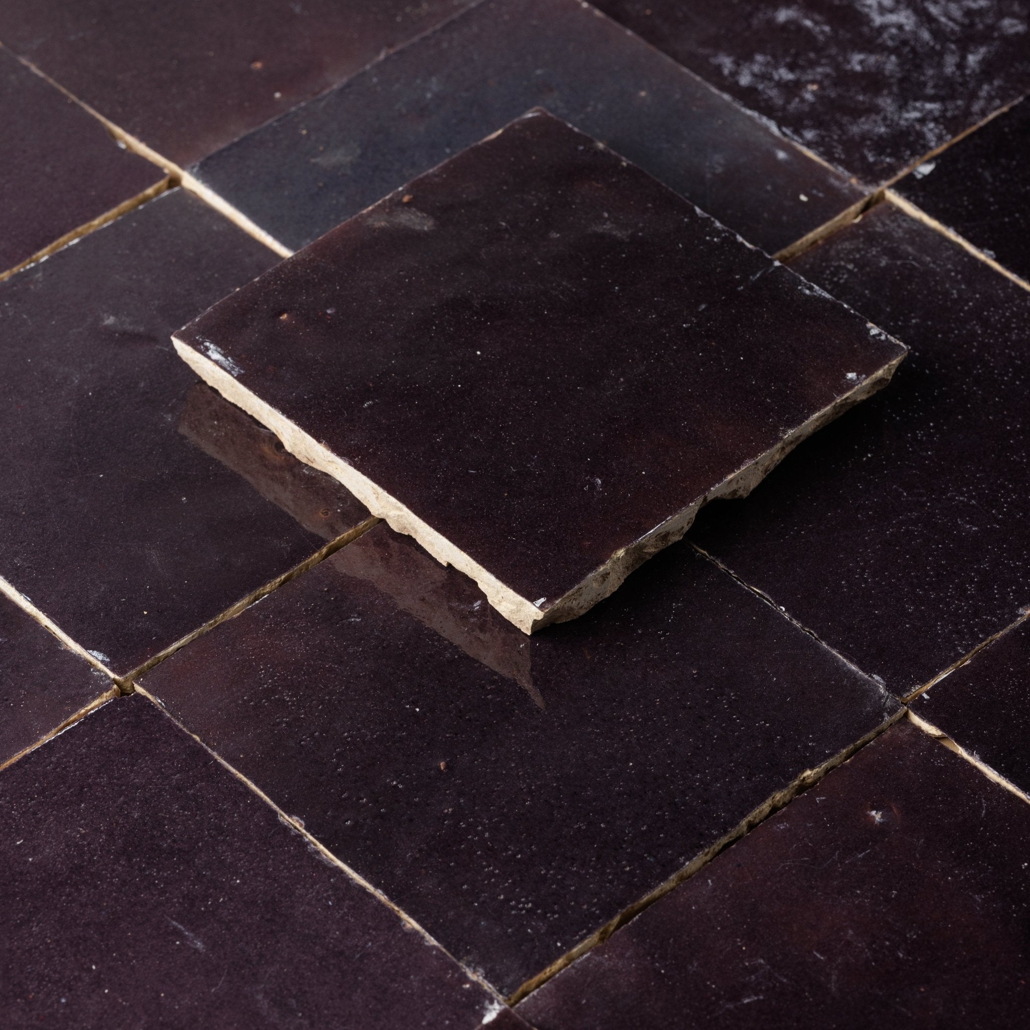 Handmade Moroccan Zellige 4x4 Eggplant Purple Terracotta Tile