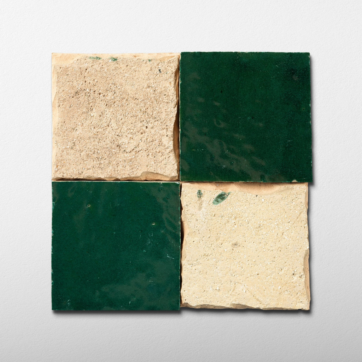 Handmade Moroccan Zellige 4x4 Emerald Green Terracotta Tile - Cemento Collection