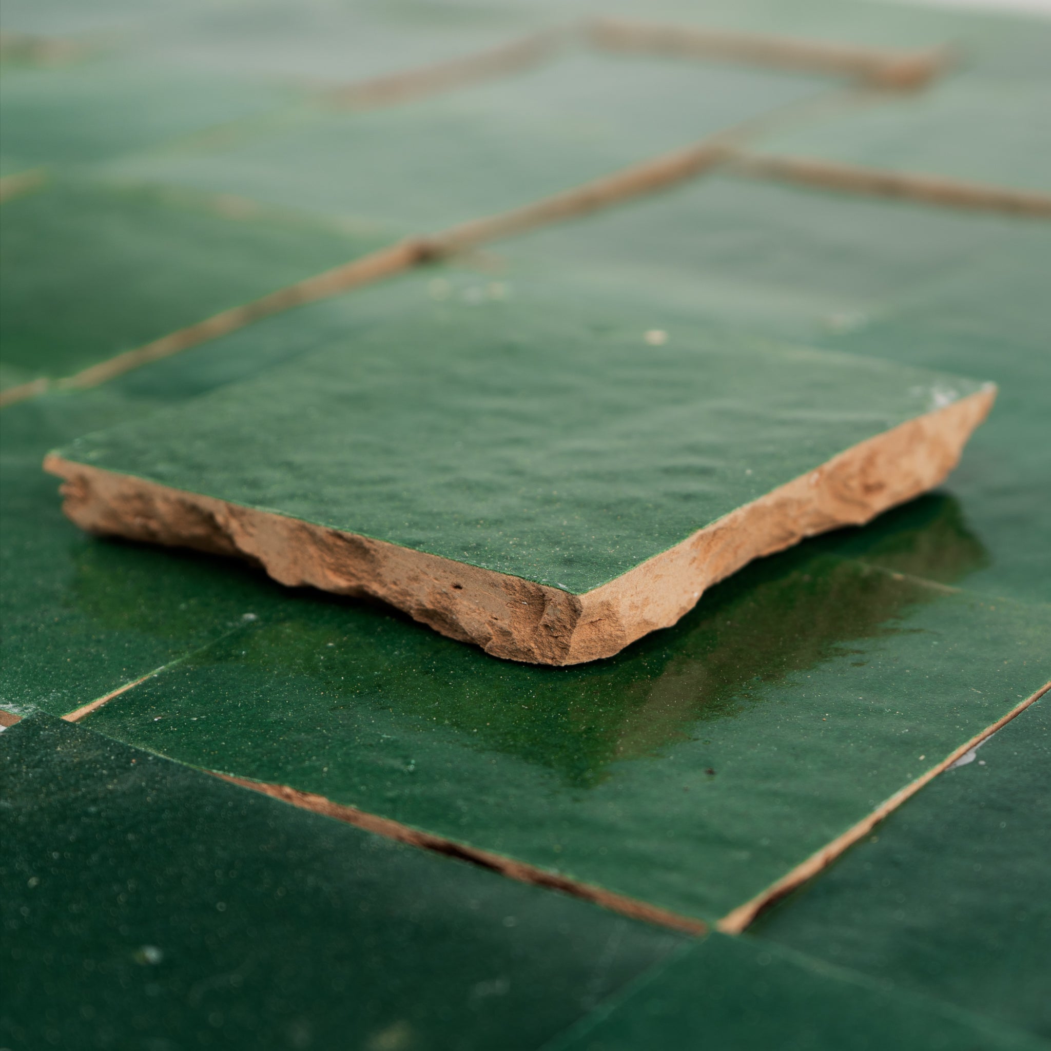 Handmade Moroccan Zellige 4x4 Emerald Green Terracotta Tile