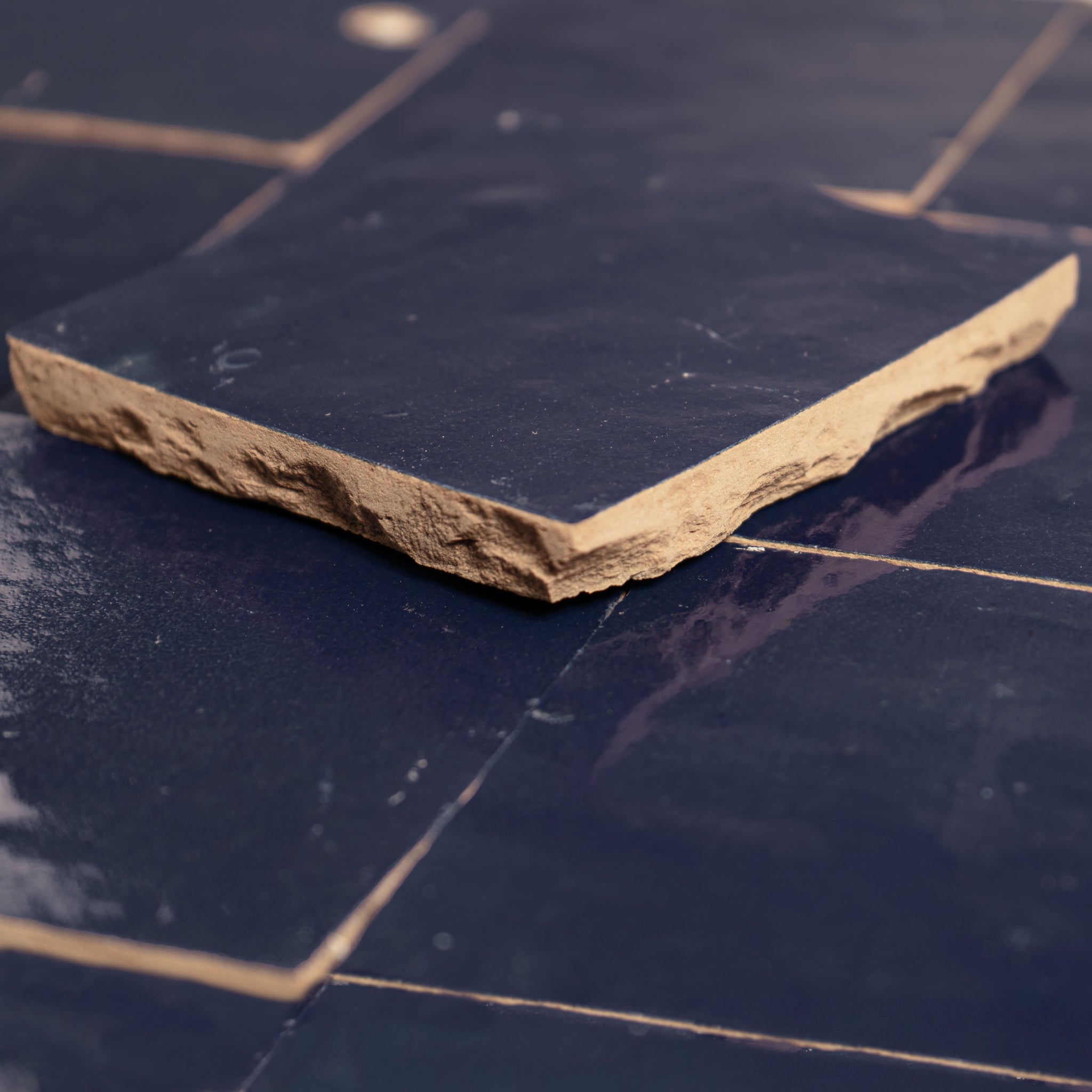 Handmade Moroccan Zellige 4x4 Evil Eye Blue Terracotta Tile