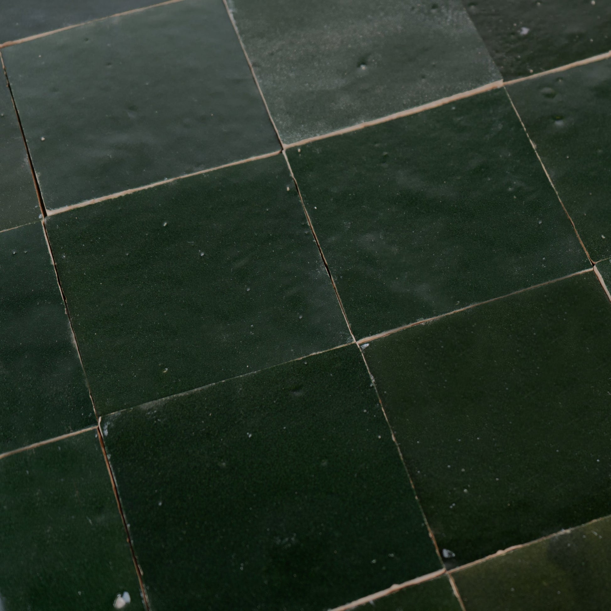 Handmade Moroccan Zellige 4x4 Forest Green Terracotta Tile - Cemento Collection