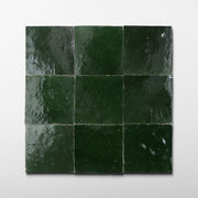 Handmade Moroccan Zellige 4x4 Forest Green Terracotta Tile - Cemento Collection