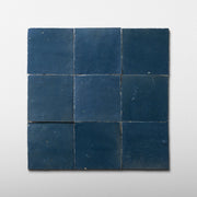 Handmade Moroccan Zellige 4x4 Indigo Blue Terracotta Tile - Cemento Collection