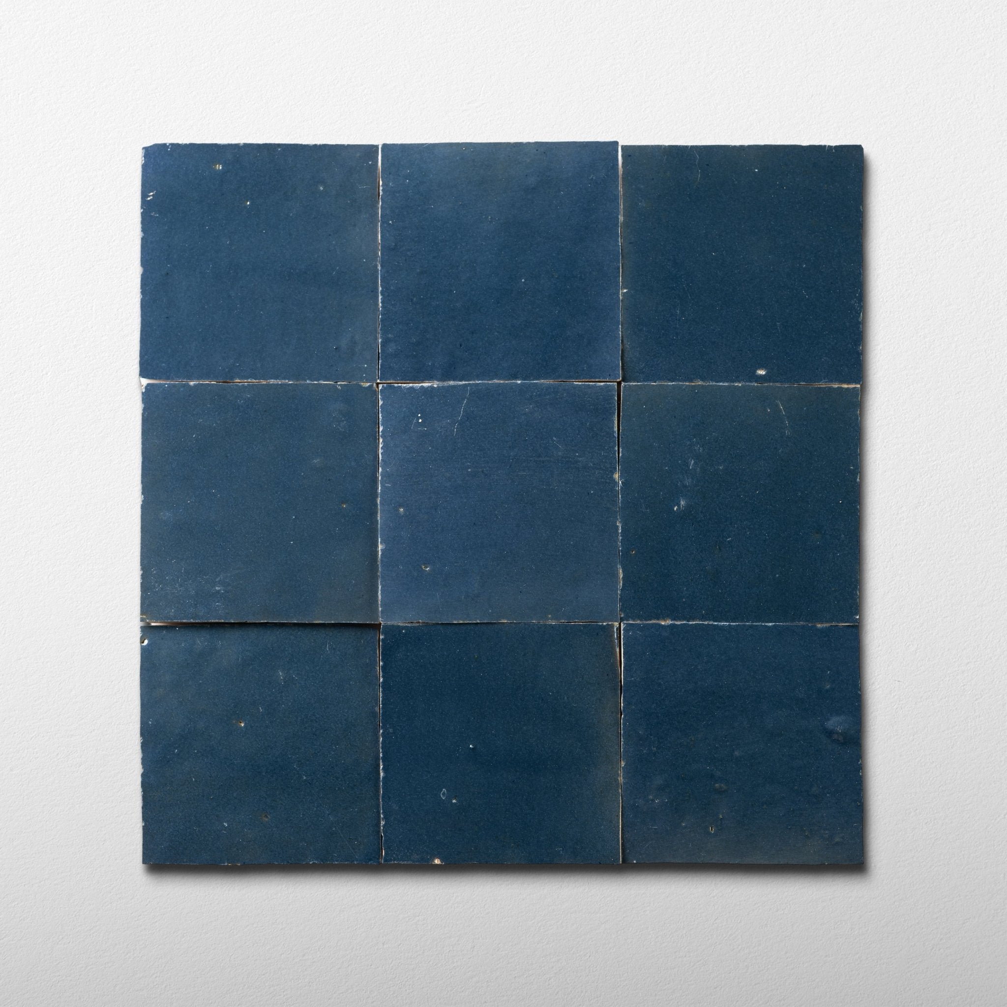 Handmade Moroccan Zellige 4x4 Indigo Blue Terracotta Tile - Cemento Collection