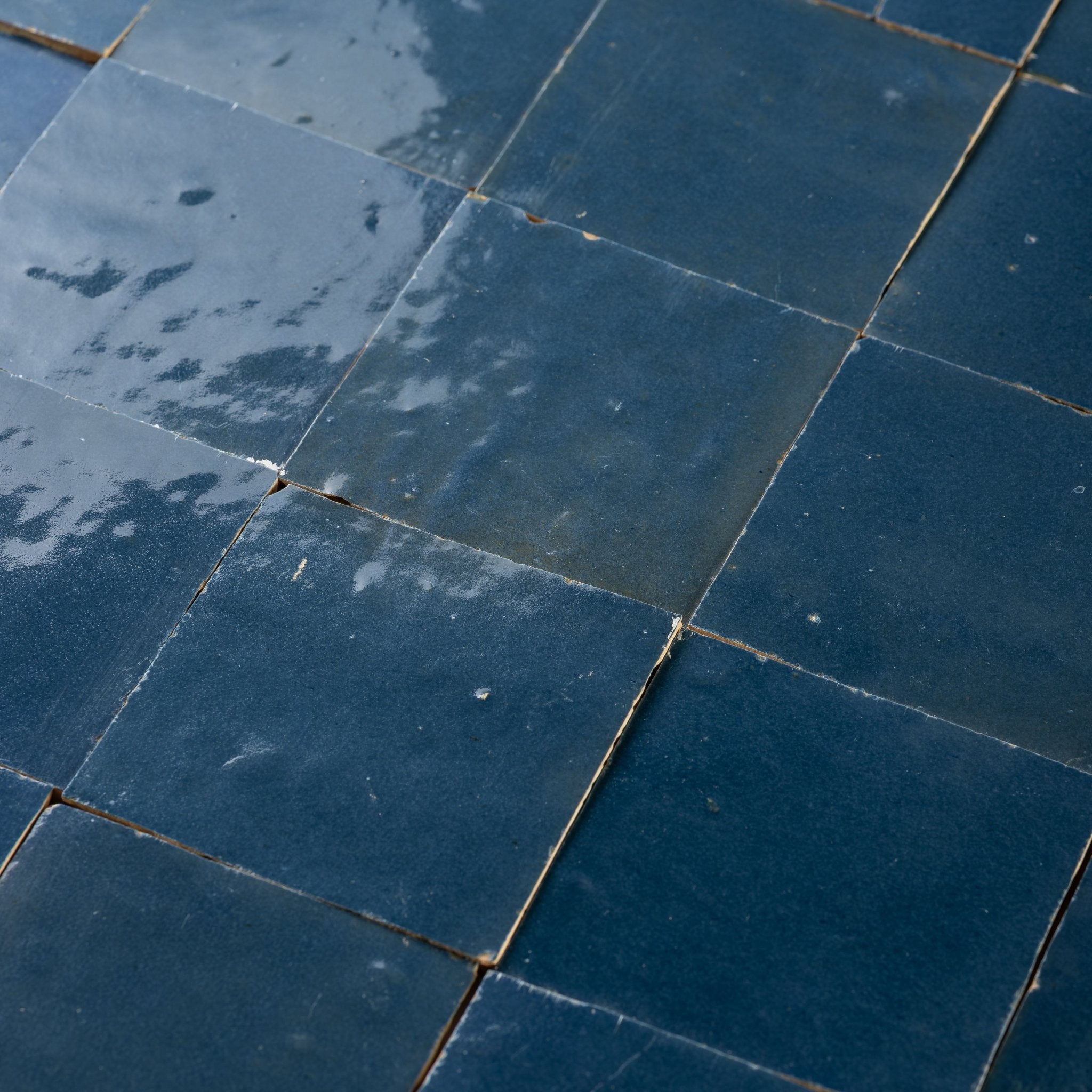 Handmade Moroccan Zellige 4x4 Indigo Blue Terracotta Tile - Cemento Collection