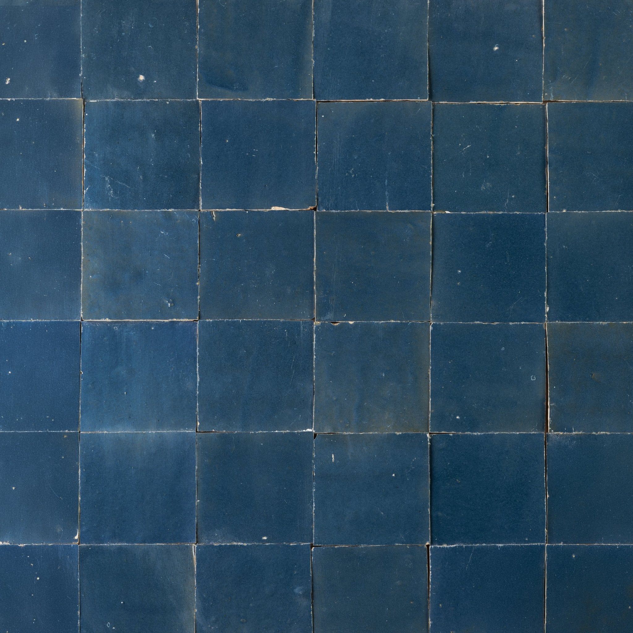 Handmade Moroccan Zellige 4x4 Indigo Blue Terracotta Tile - Cemento Collection
