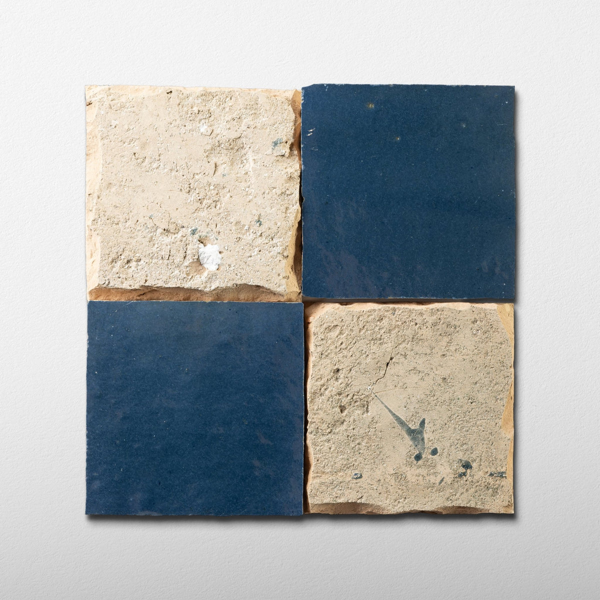Handmade Moroccan Zellige 4x4 Indigo Blue Terracotta Tile - Cemento Collection