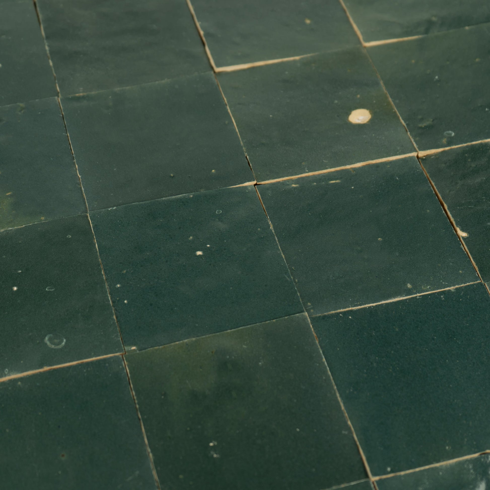 Handmade Moroccan Zellige 4x4 Indigo Green Terracotta Tile - Cemento Collection
