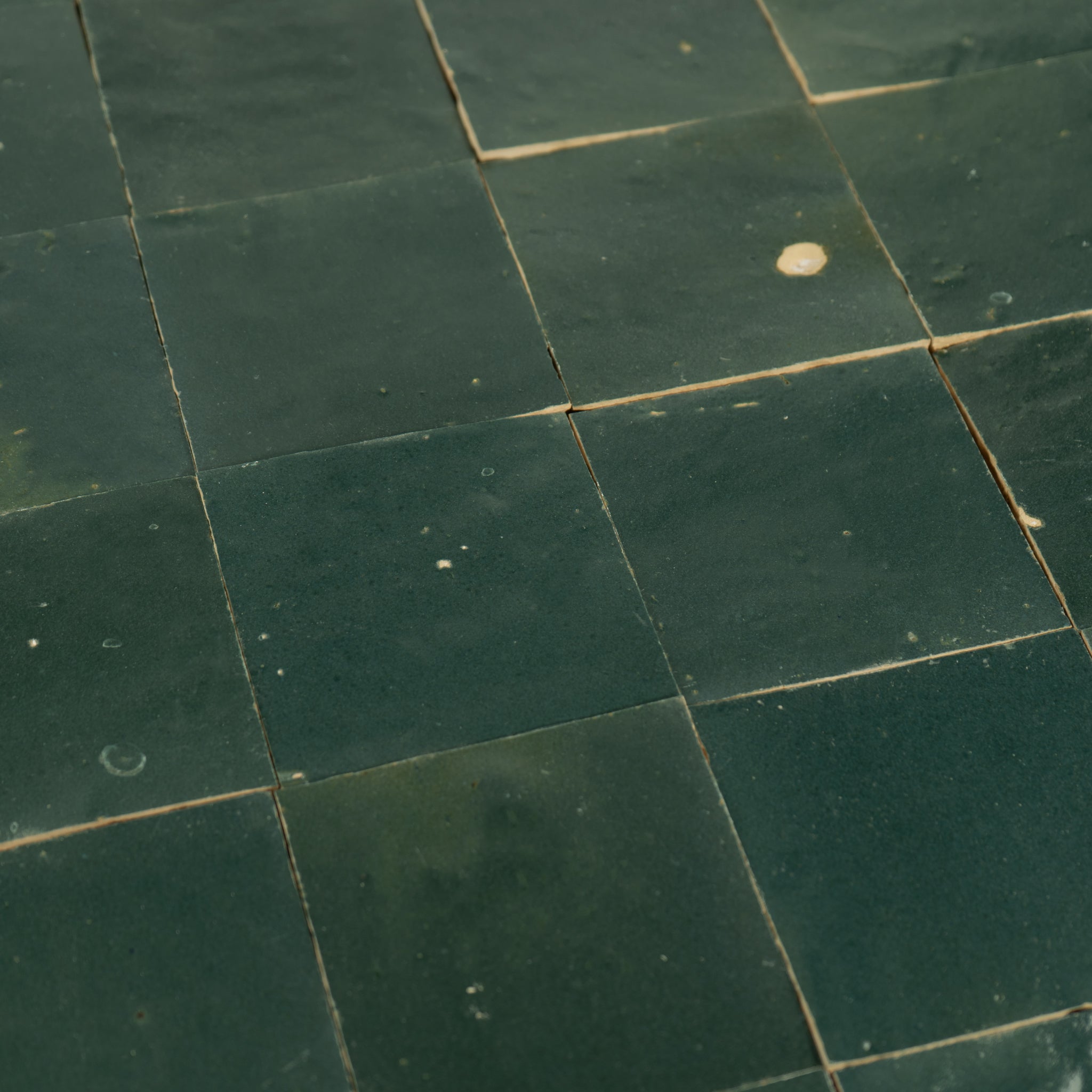 Handmade Moroccan Zellige 4x4 Indigo Green Terracotta Tile - Cemento Collection