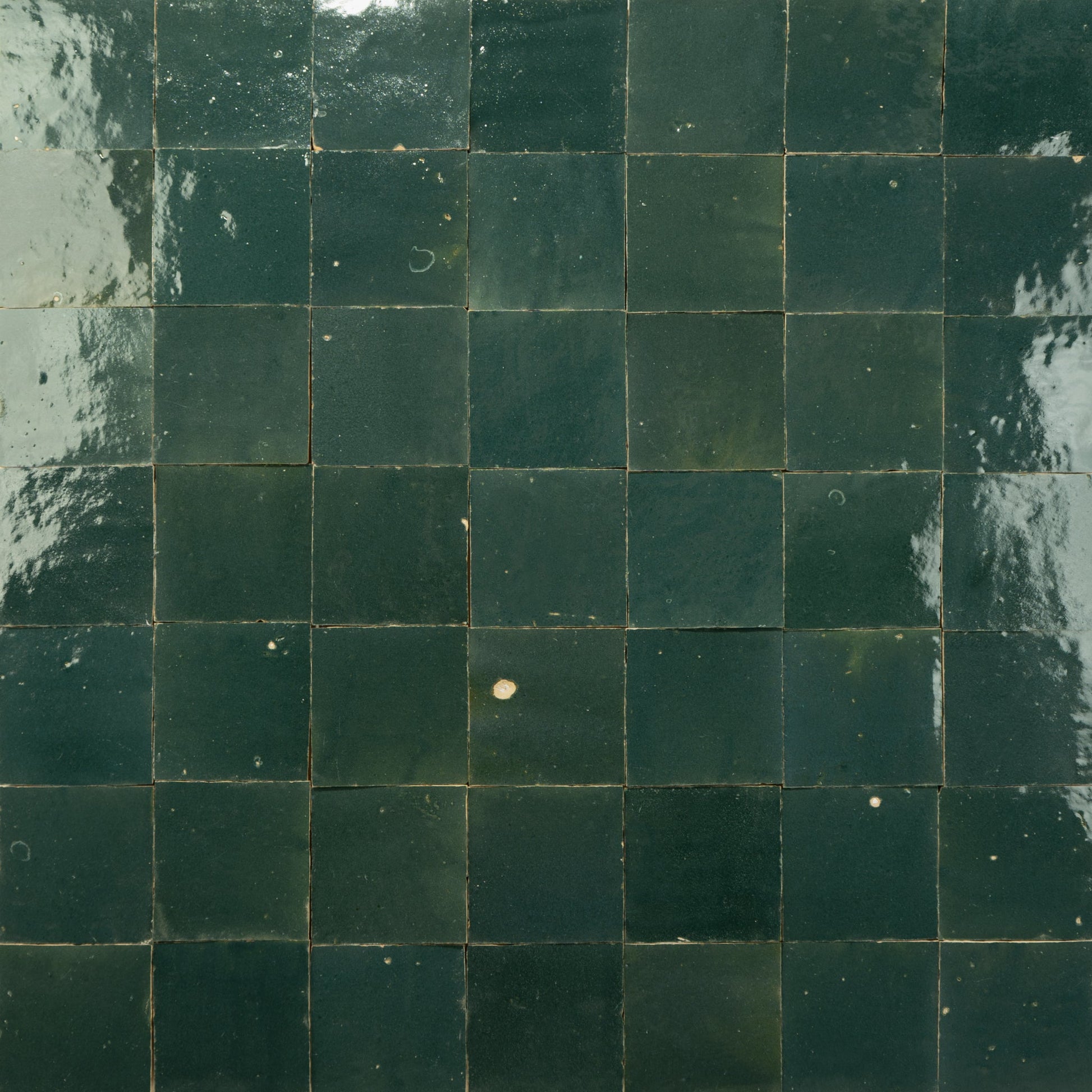 Handmade Moroccan Zellige 4x4 Indigo Green Terracotta Tile - Cemento Collection