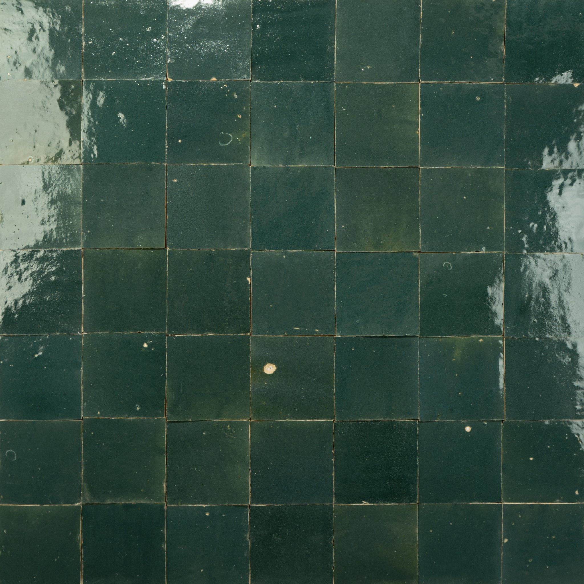 Handmade Moroccan Zellige 4x4 Indigo Green Terracotta Tile - Cemento Collection