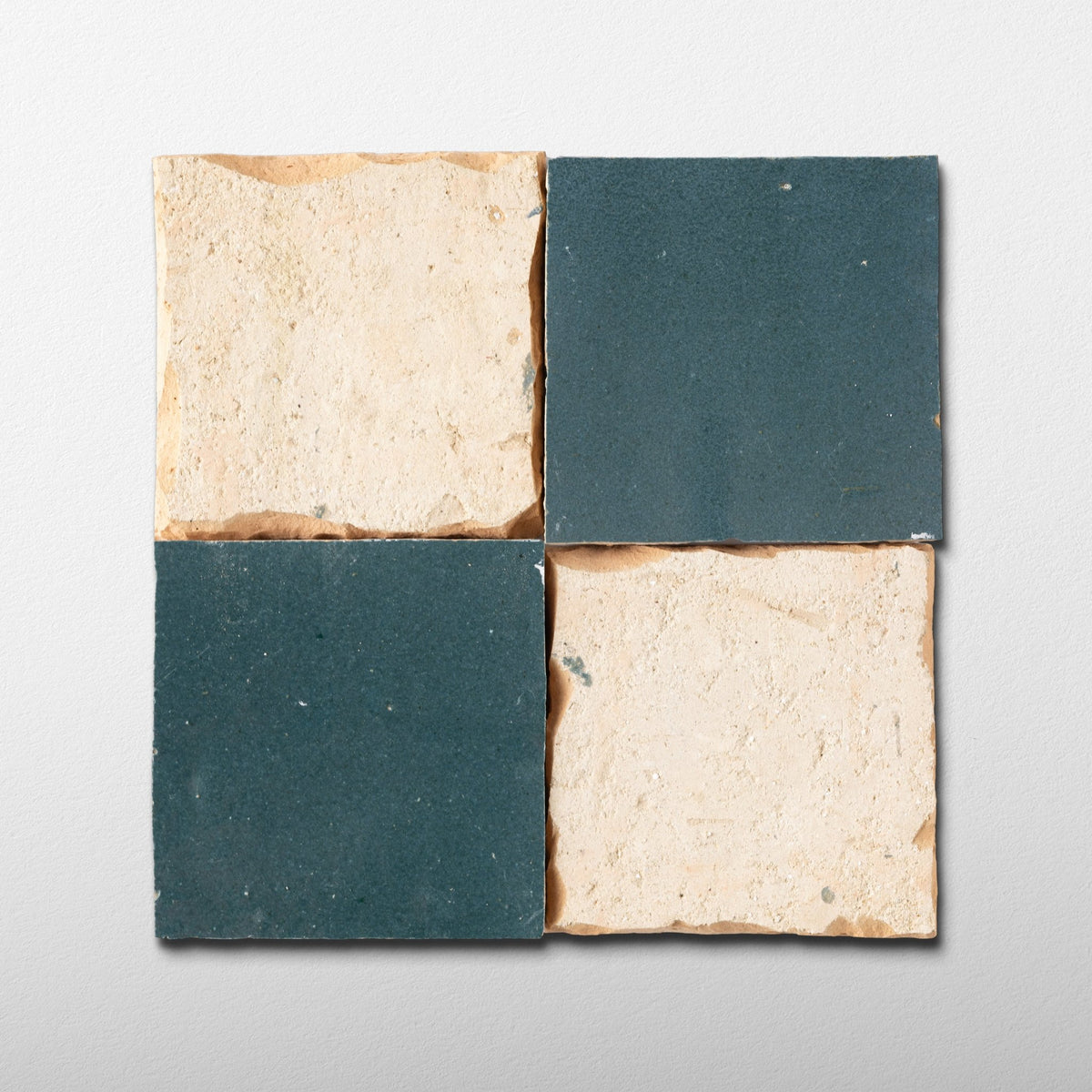 Handmade Moroccan Zellige 4x4 Indigo Green Terracotta Tile - Cemento Collection