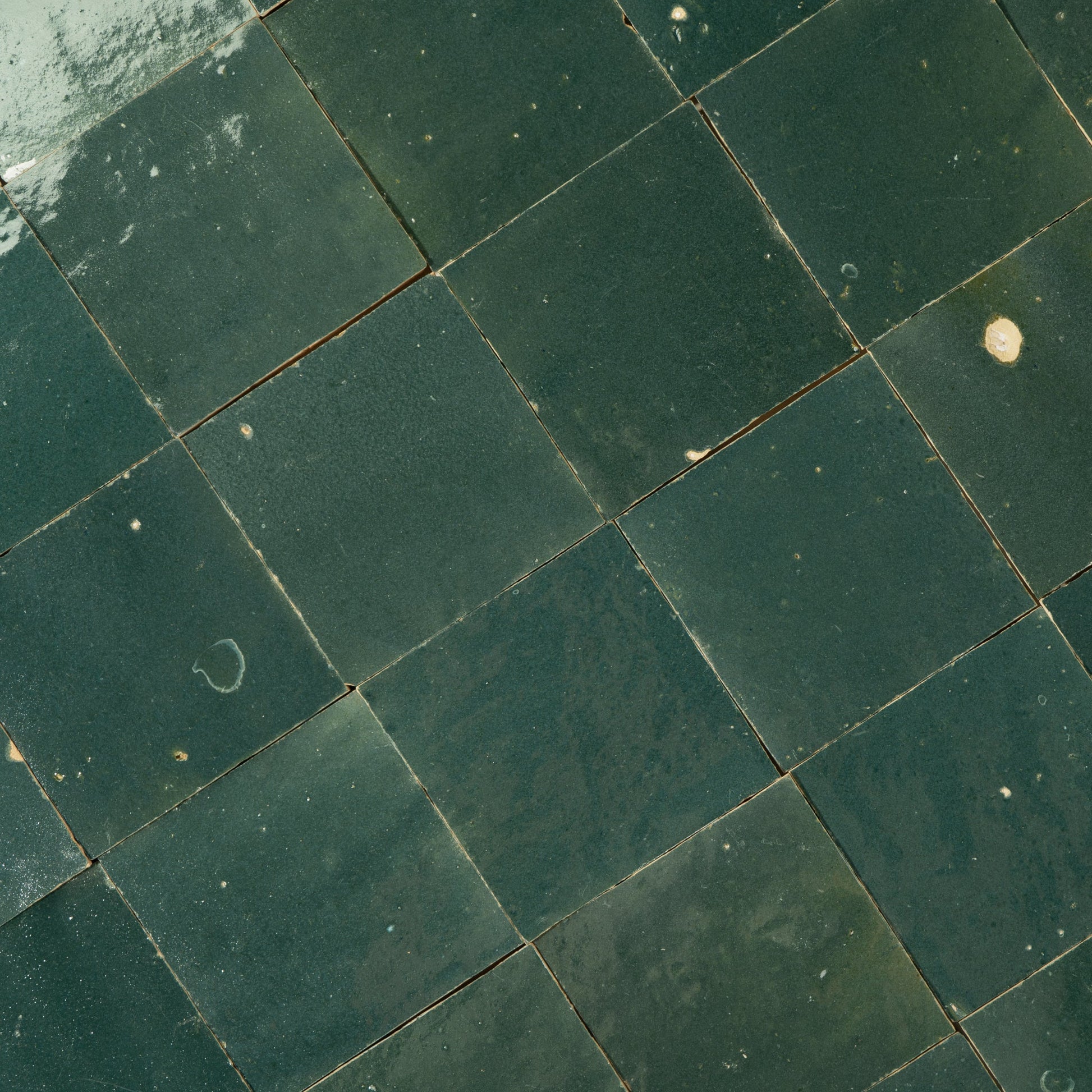 Handmade Moroccan Zellige 4x4 Indigo Green Terracotta Tile - Cemento Collection