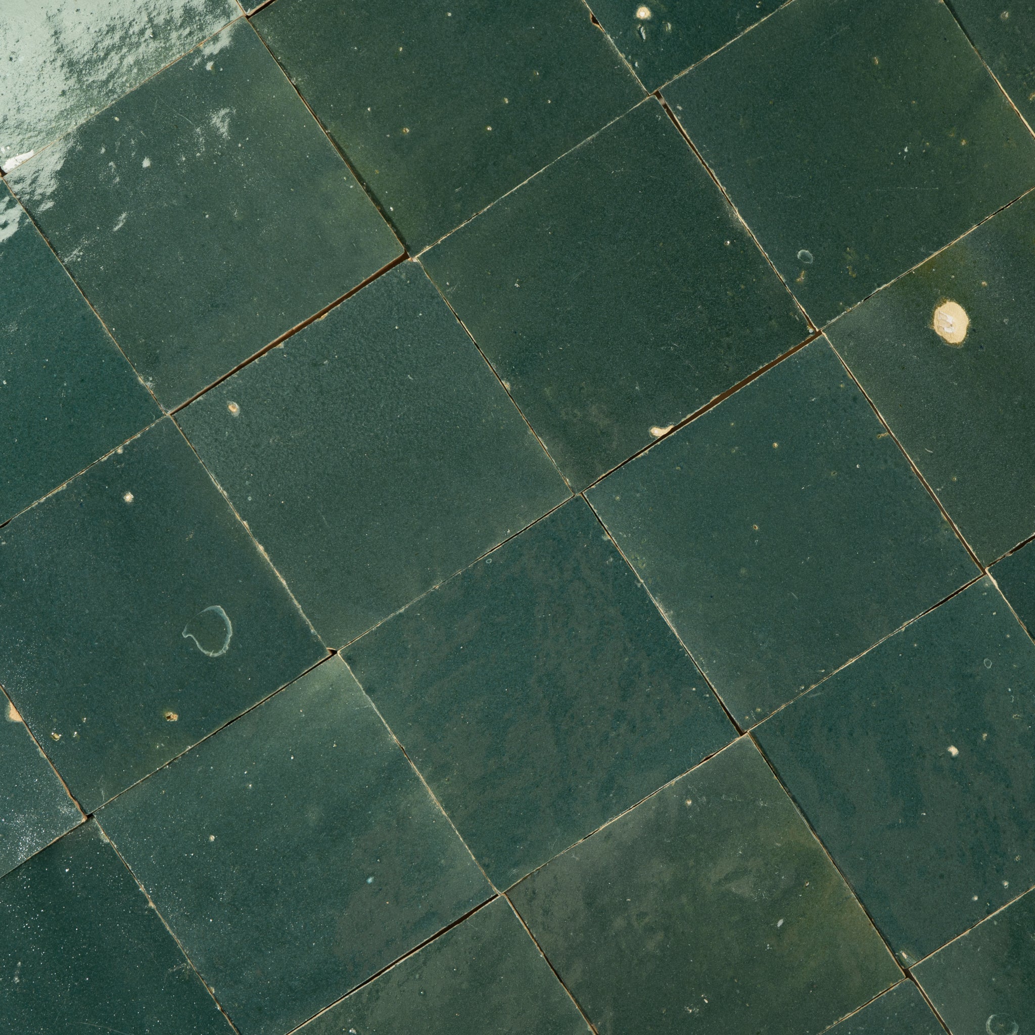 Handmade Moroccan Zellige 4x4 Indigo Green Terracotta Tile - Cemento Collection