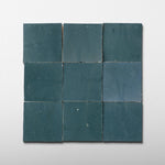 Handmade Moroccan Zellige 4x4 Indigo Green Terracotta Tile - Cemento Collection