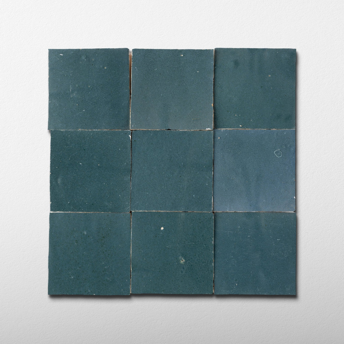 Handmade Moroccan Zellige 4x4 Indigo Green Terracotta Tile - Cemento Collection