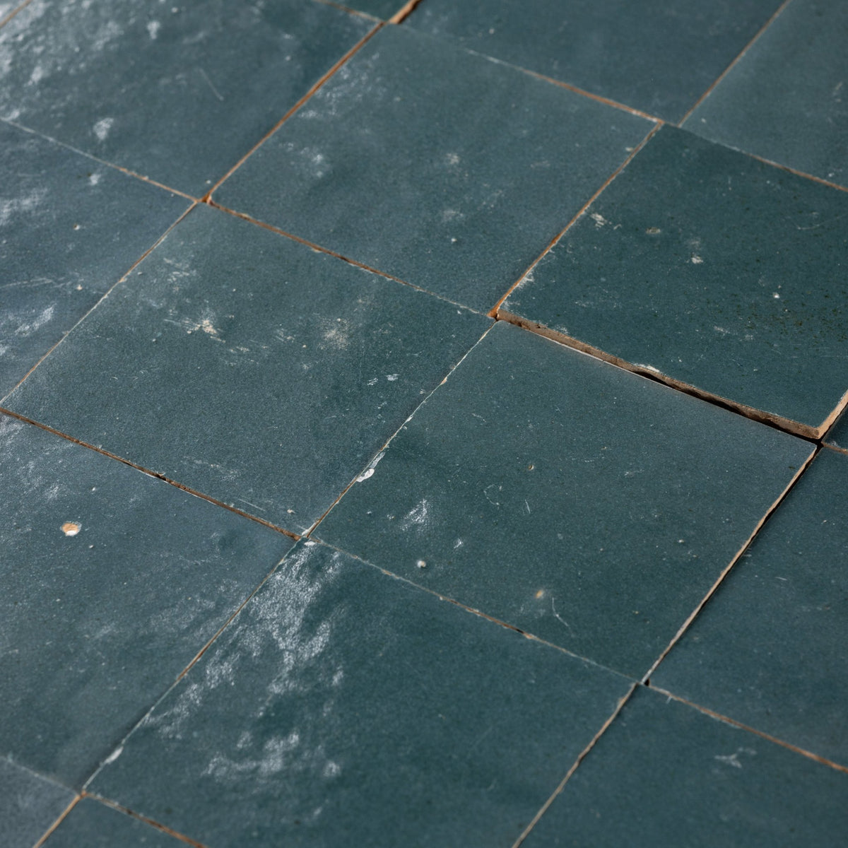 Handmade Moroccan Zellige 4x4 Indigo Green Terracotta Tile - Cemento Collection