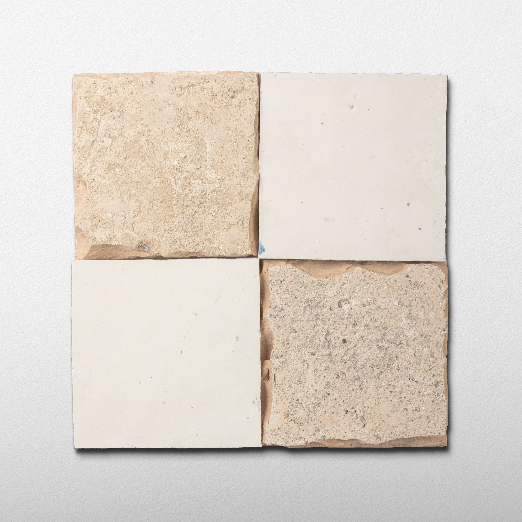 Handmade Moroccan Zellige 4x4 Ivory Terracotta Tile - Cemento Collection