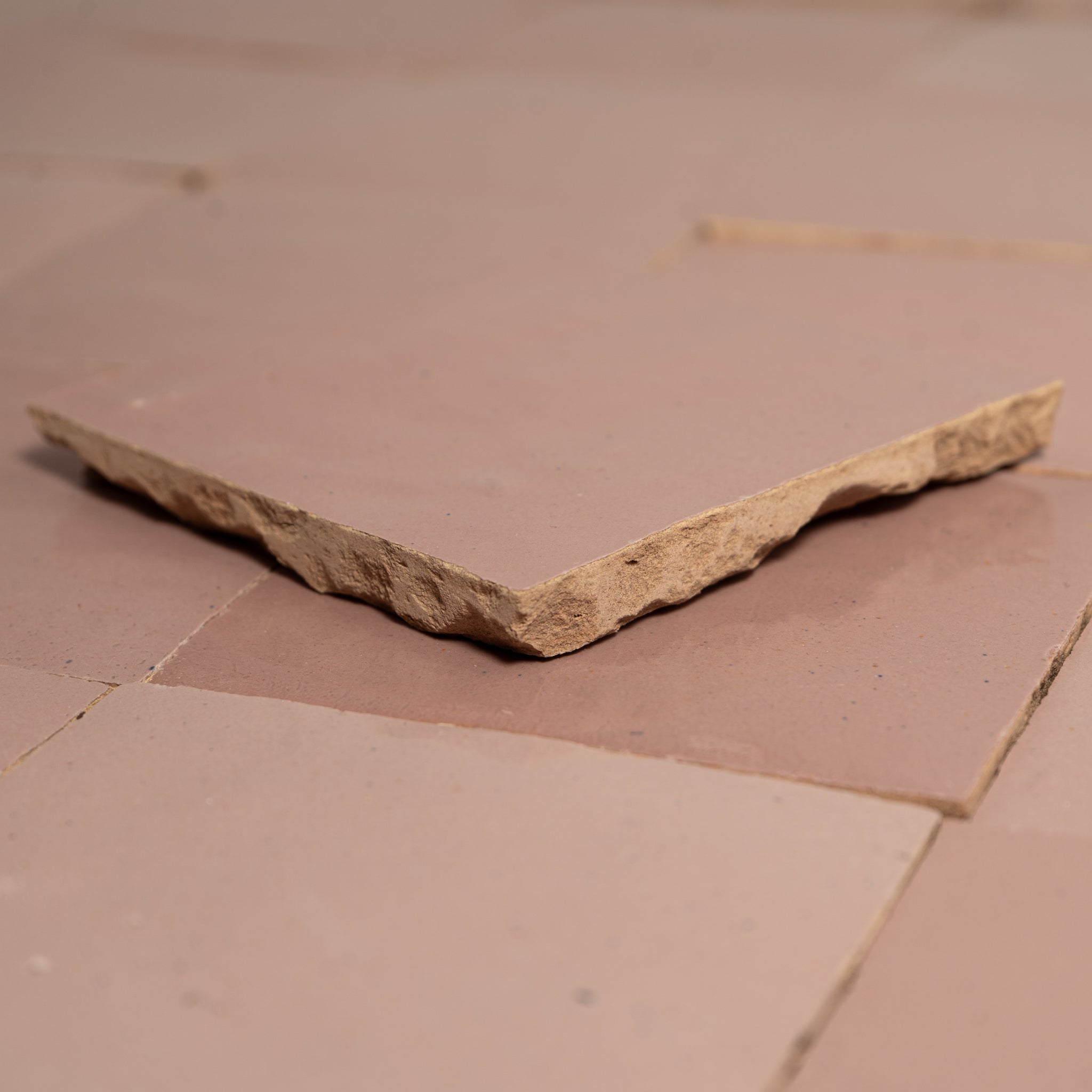 ローズ Handmade Moroccan Zellige 4x4 Lipstick Pink Terracotta Tile