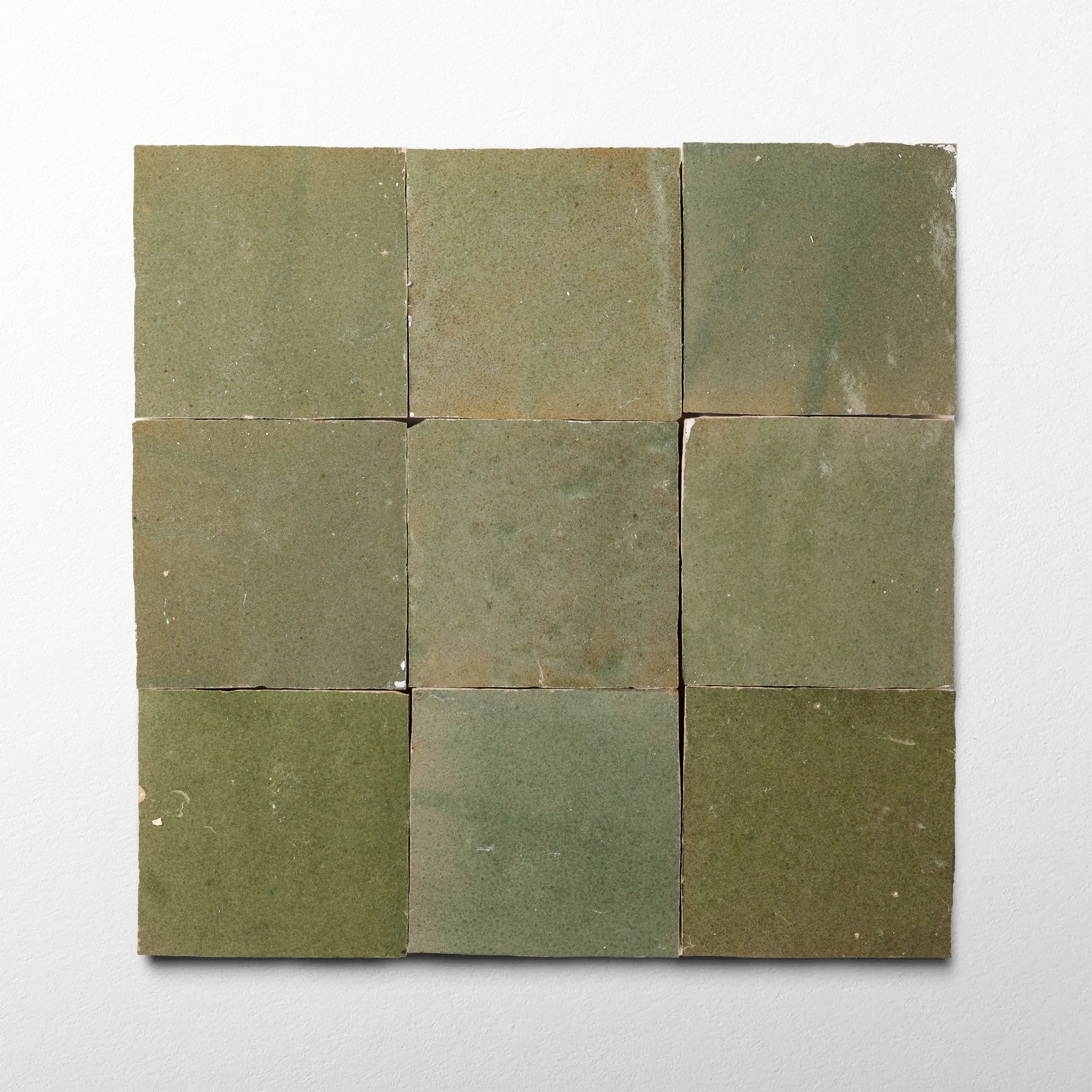 Handmade Moroccan Zellige 4x4 Moss Green Terracotta Tile - Cemento Collection